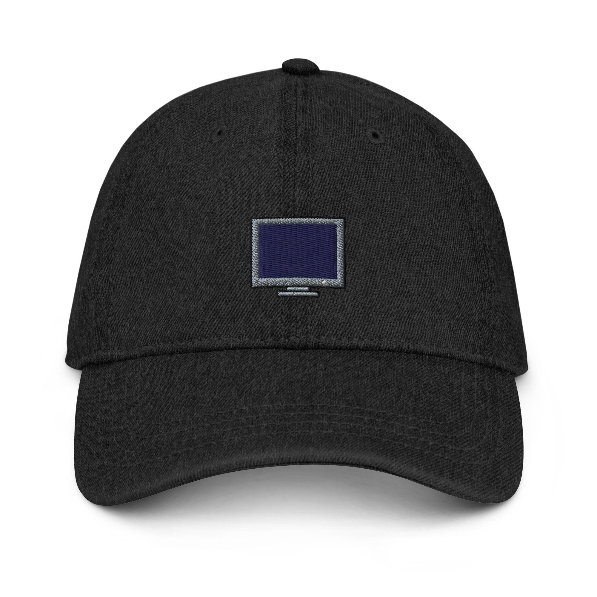 Computer Monitor Denim Hat, Premium Embroidered Denim Cap, Hat Embroidery Gift - Multiple Colors