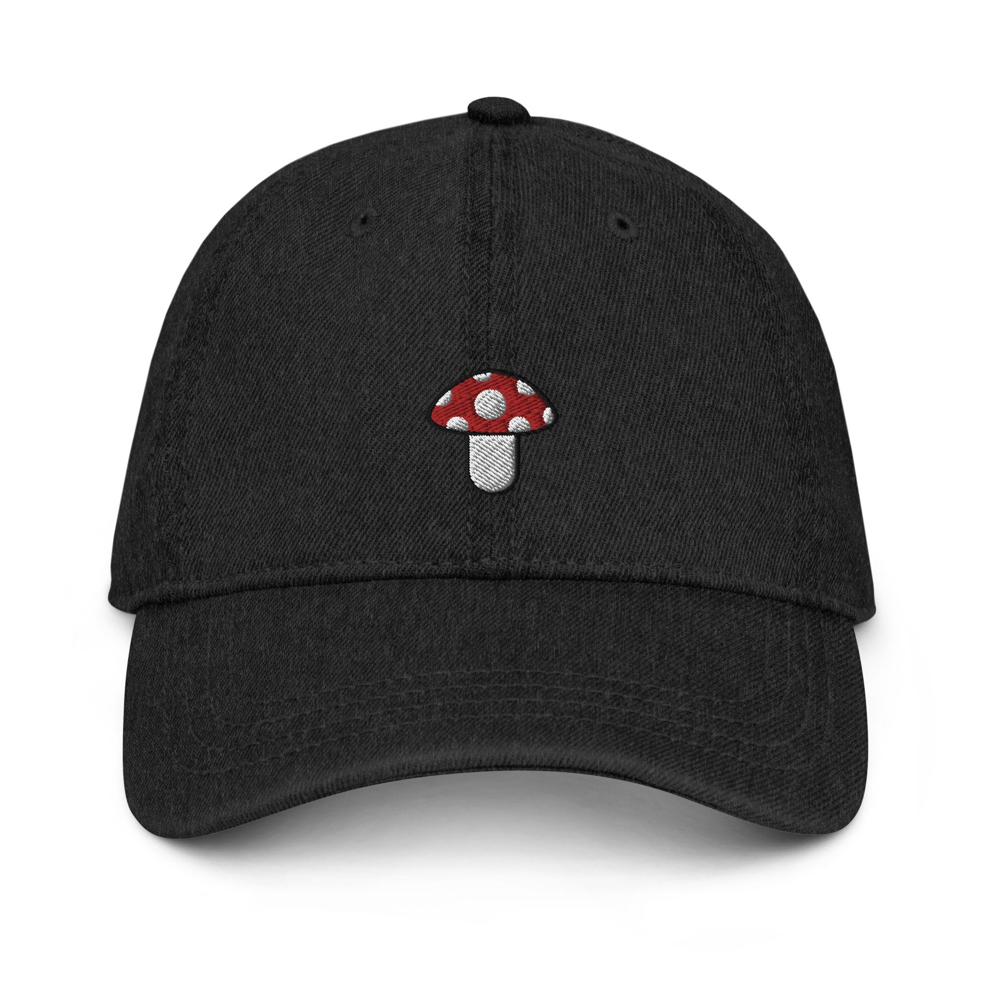 Mushroom Denim Hat, Premium Embroidered Denim Cap, Hat Embroidery Gift - Multiple Colors