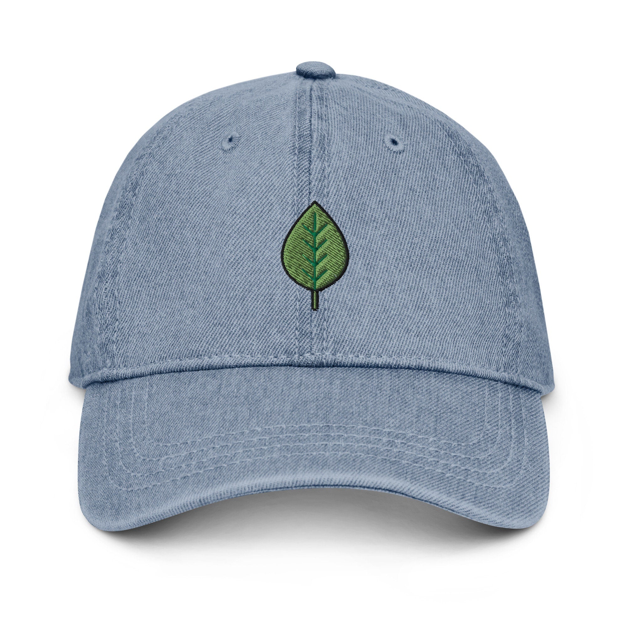 Leaf Denim Hat, Premium Embroidered Denim Cap, Hat Embroidery Gift - Multiple Colors