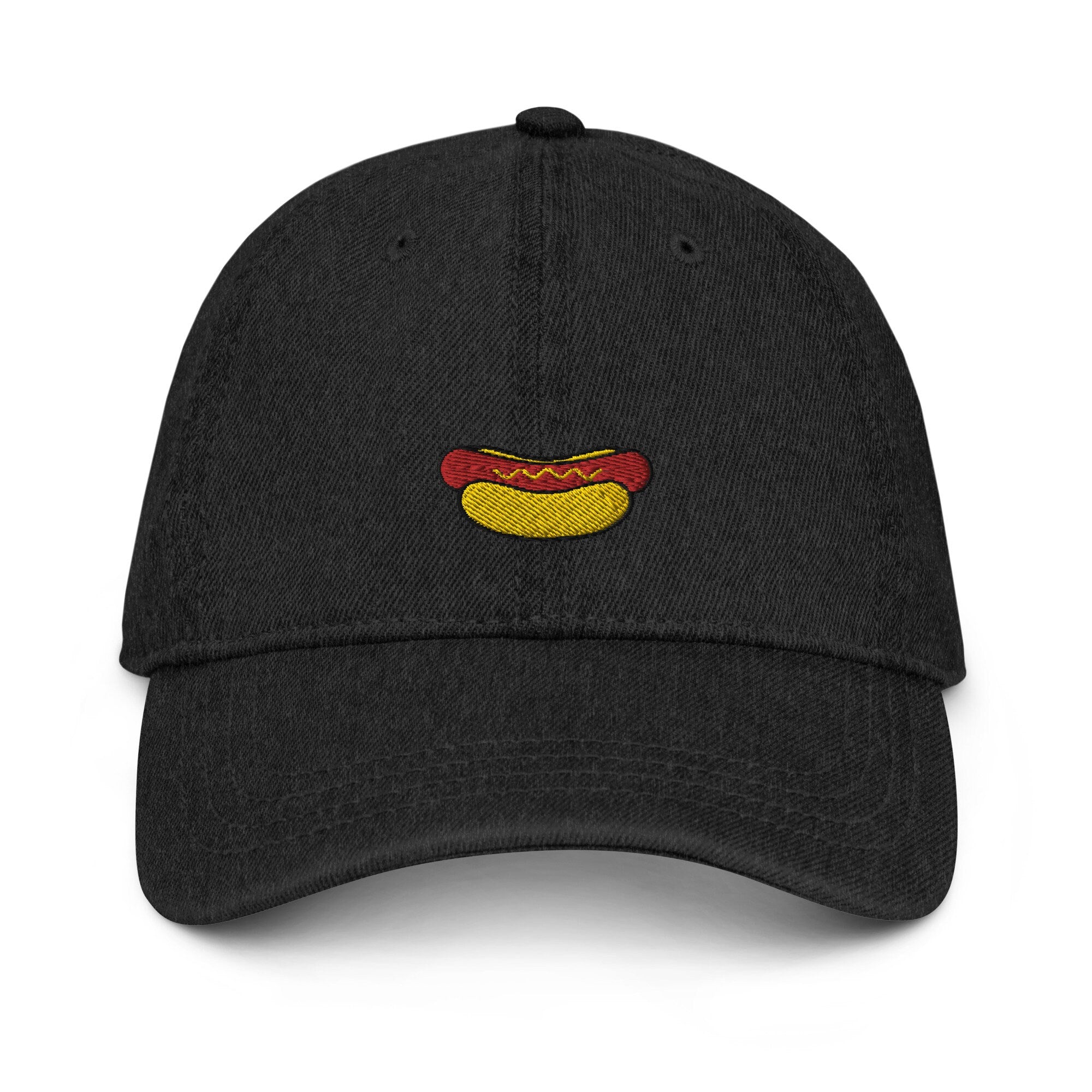 Hot Dog Denim Hat, Premium Embroidered Denim Cap, Hat Embroidery Gift - Multiple Colors