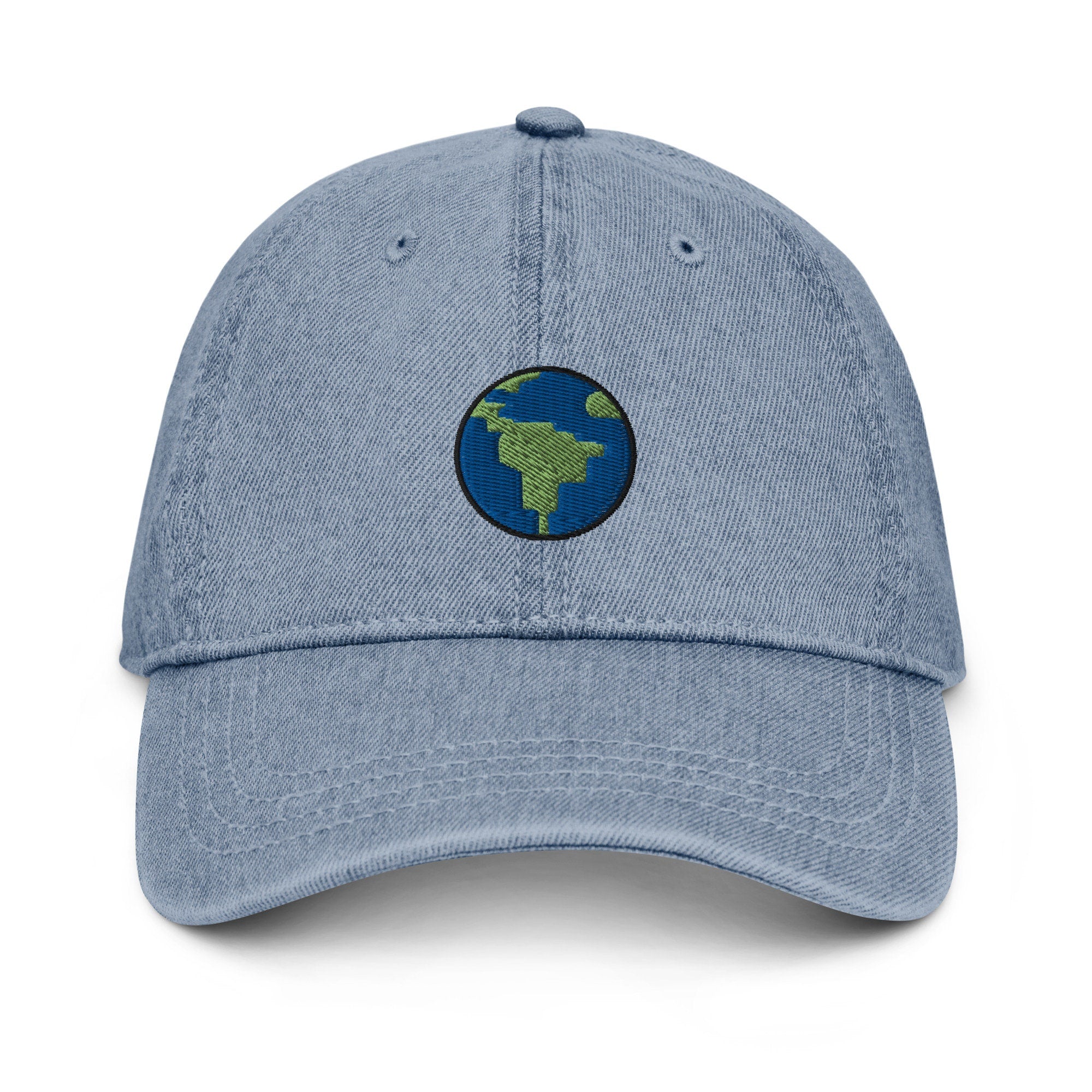 Earth Denim Hat, Premium Embroidered Denim Cap, Hat Embroidery Gift - Multiple Colors