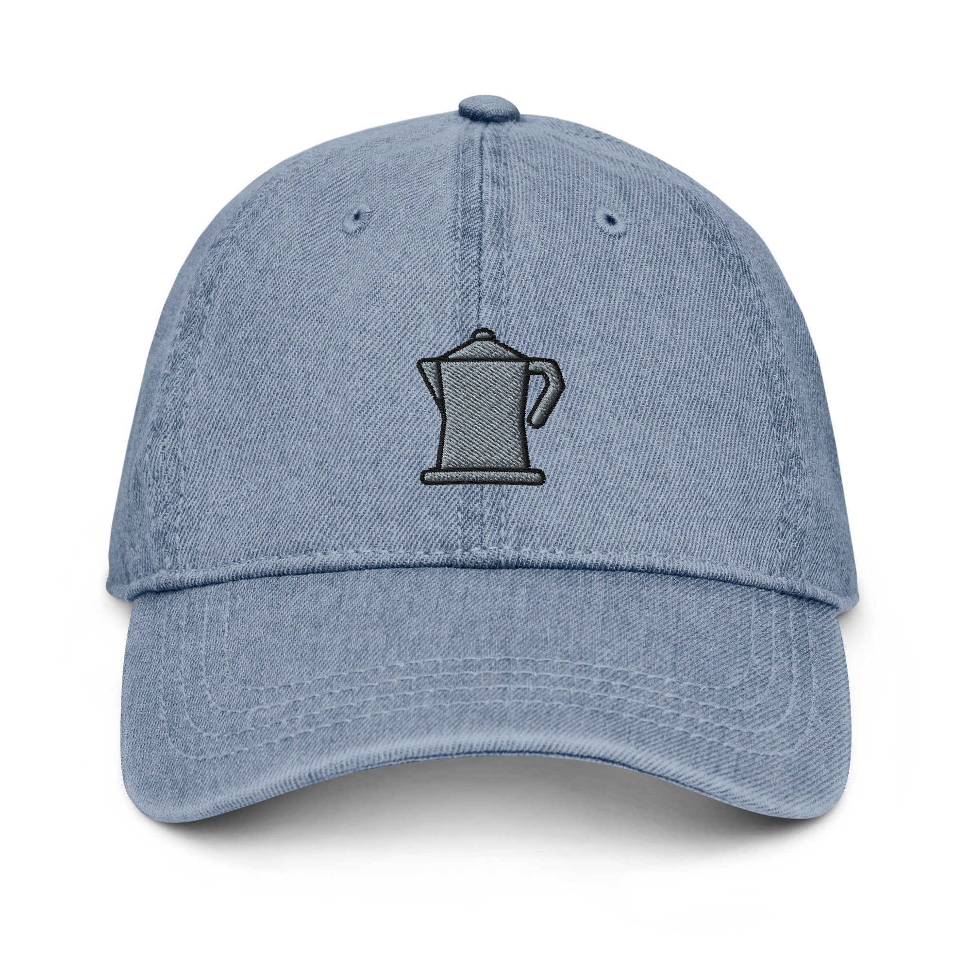 Coffee Pot Denim Hat, Premium Embroidered Denim Cap, Hat Embroidery Gift - Multiple Colors