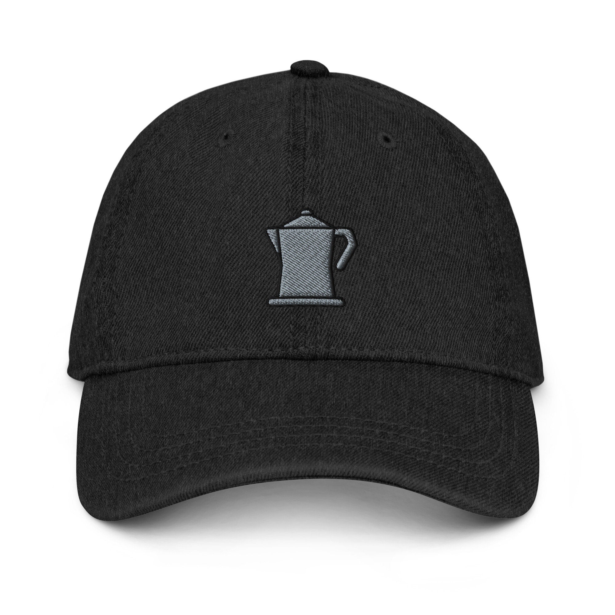 Coffee Pot Denim Hat, Premium Embroidered Denim Cap, Hat Embroidery Gift - Multiple Colors