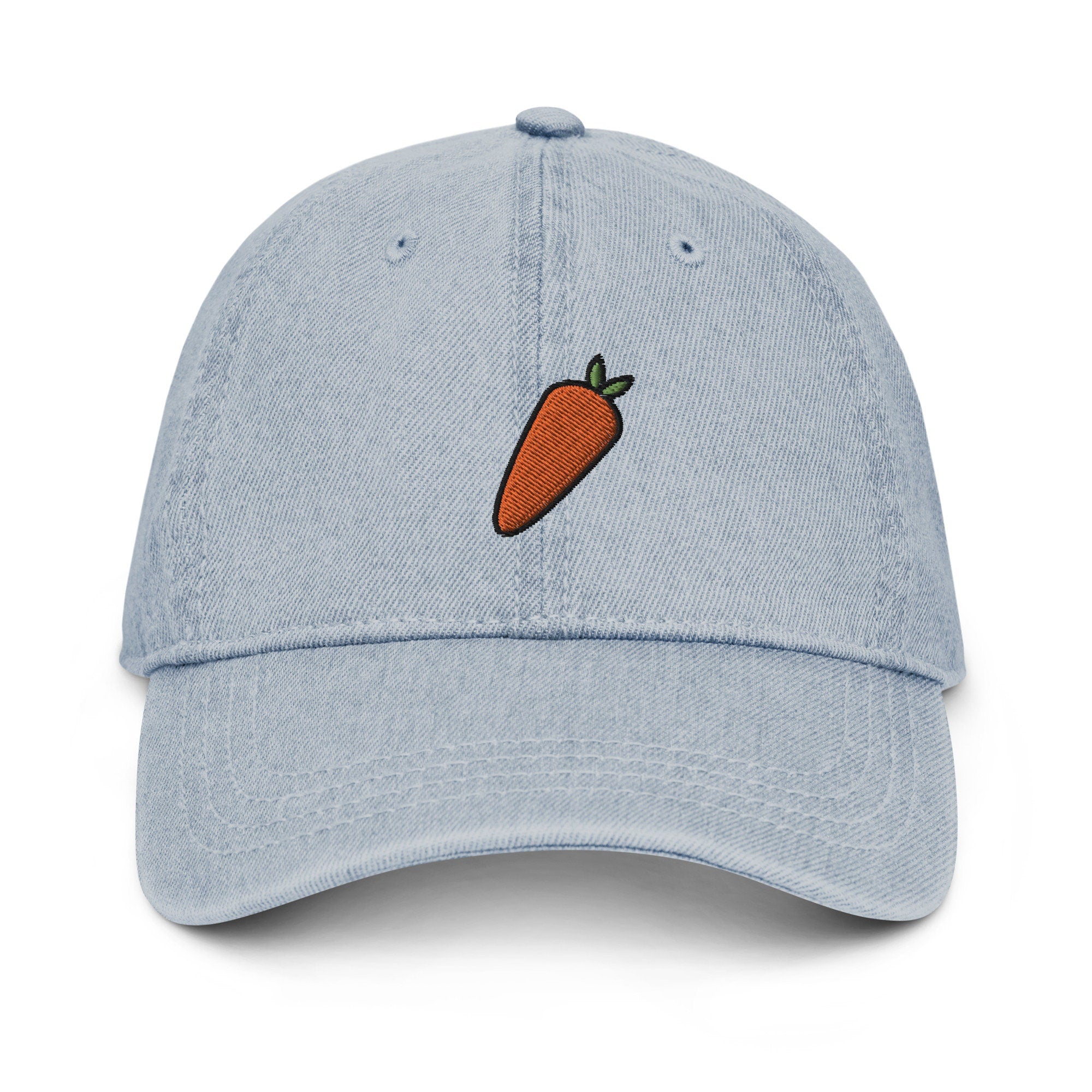 Carrot Denim Hat, Premium Embroidered Denim Cap, Hat Embroidery Gift - Multiple Colors