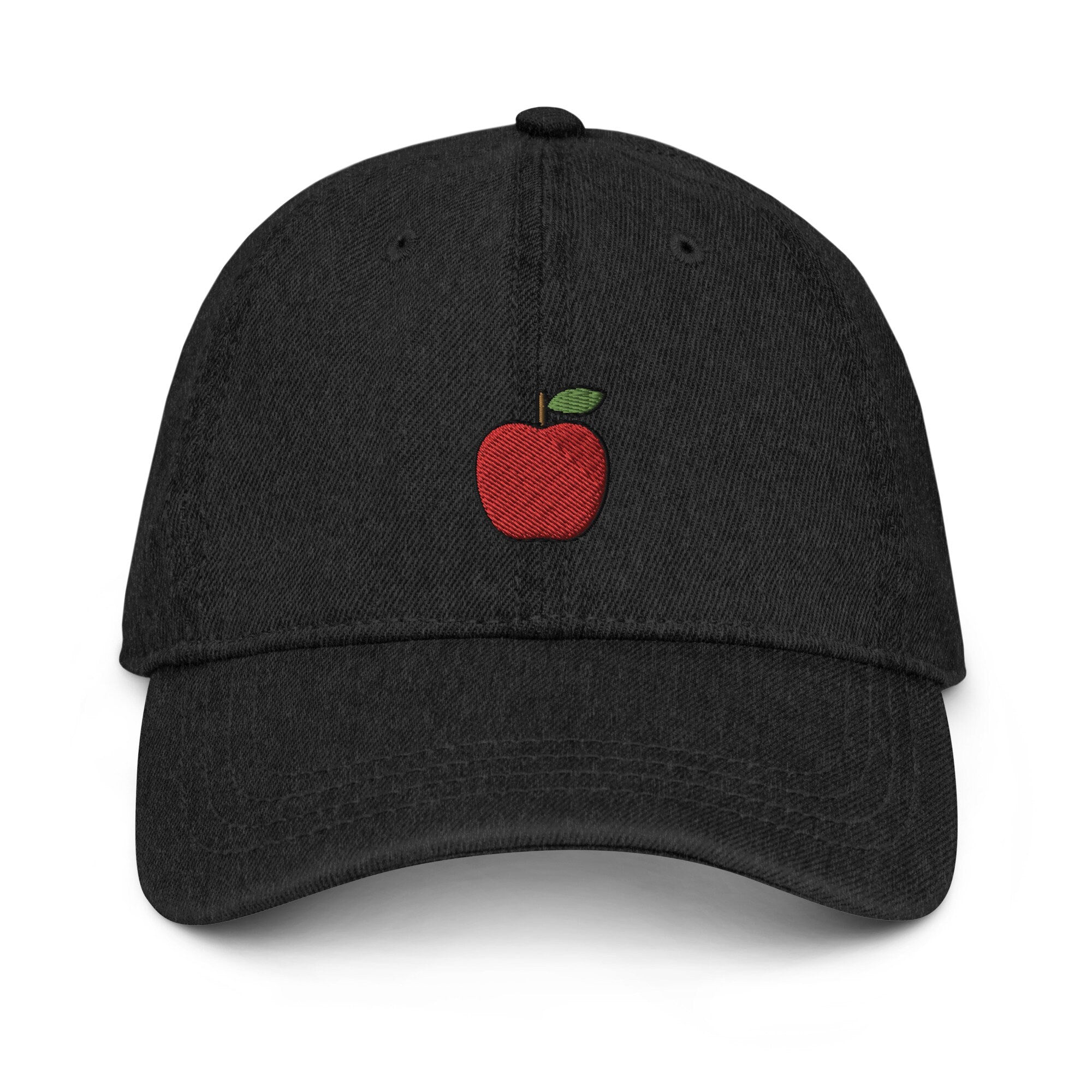 Apple Denim Hat, Premium Embroidered Denim Cap, Hat Embroidery Gift - Multiple Colors