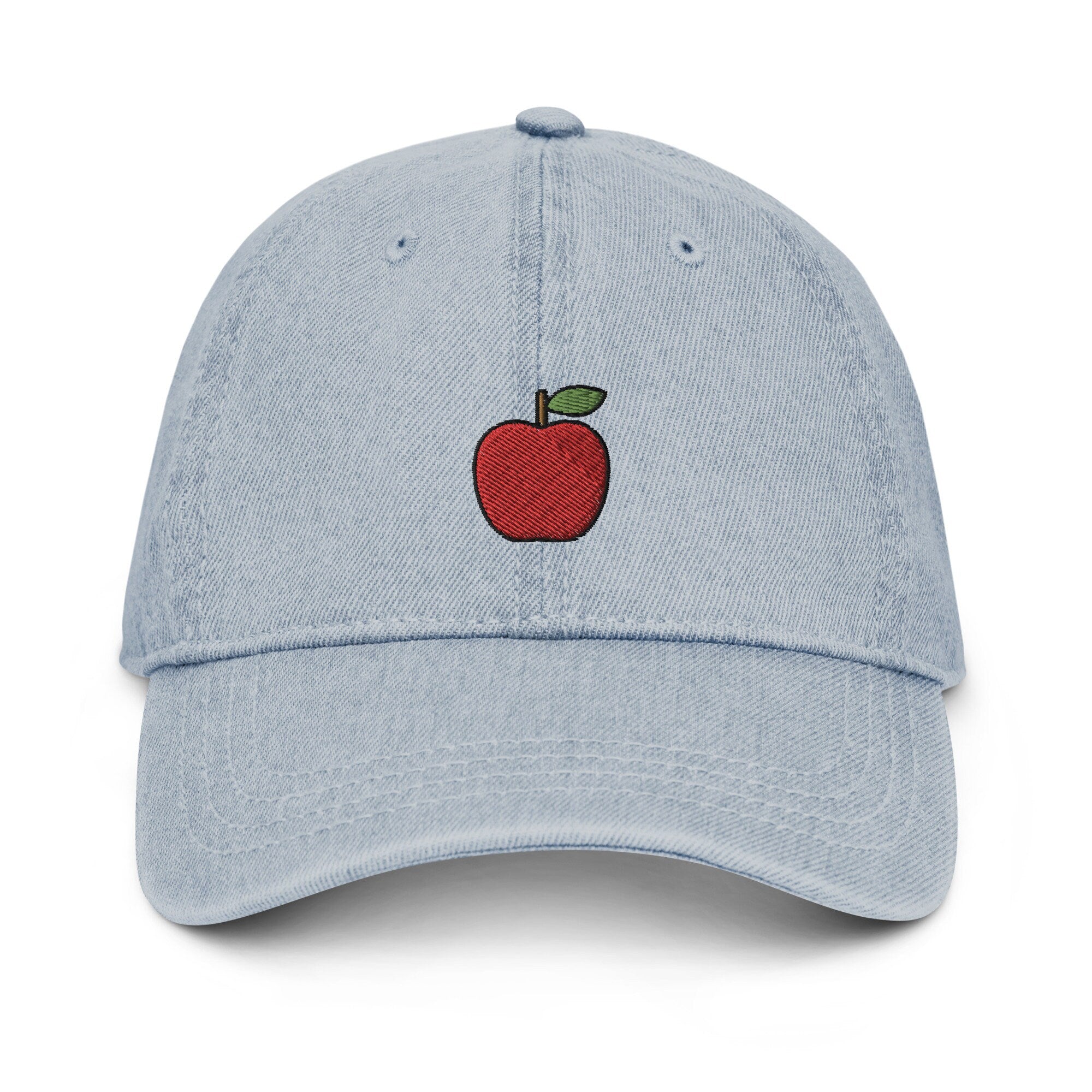 Apple Denim Hat, Premium Embroidered Denim Cap, Hat Embroidery Gift - Multiple Colors