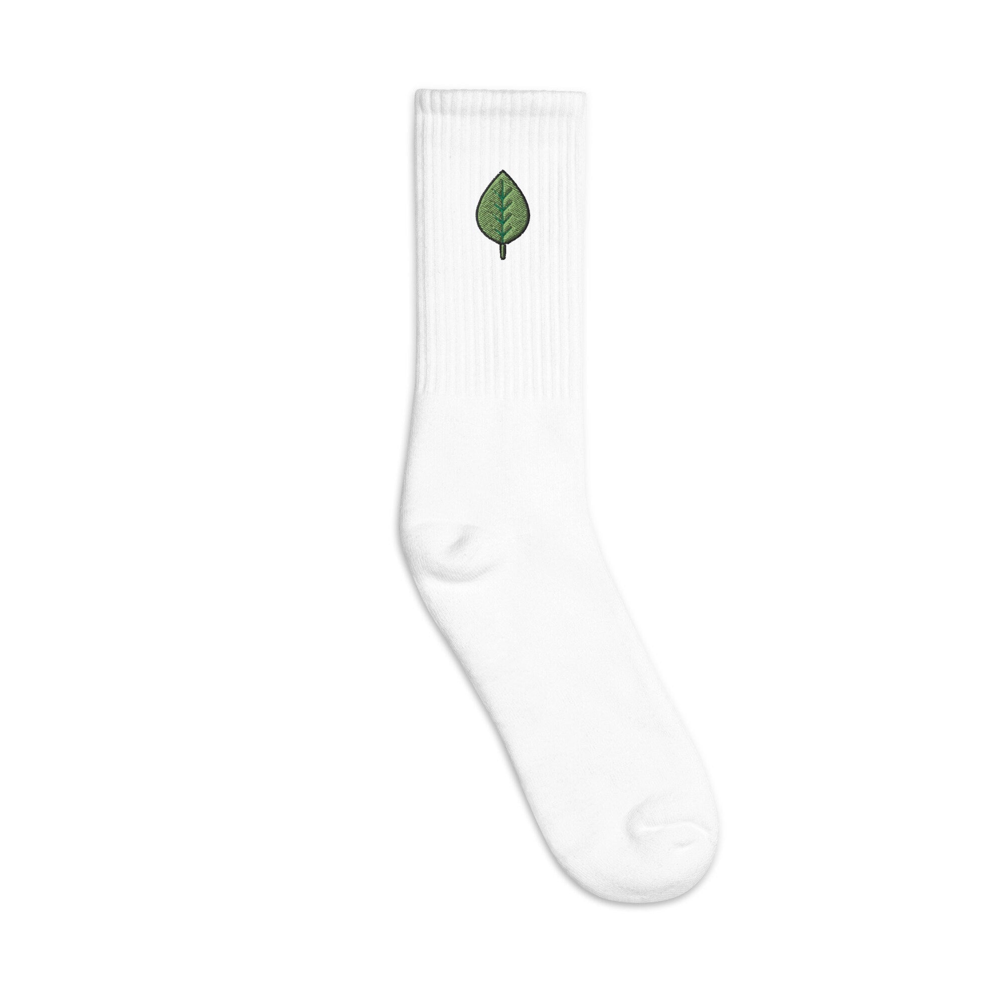 Leaf Embroidered Socks, Premium Embroidered Socks, Long Socks Gift - Multiple Colors