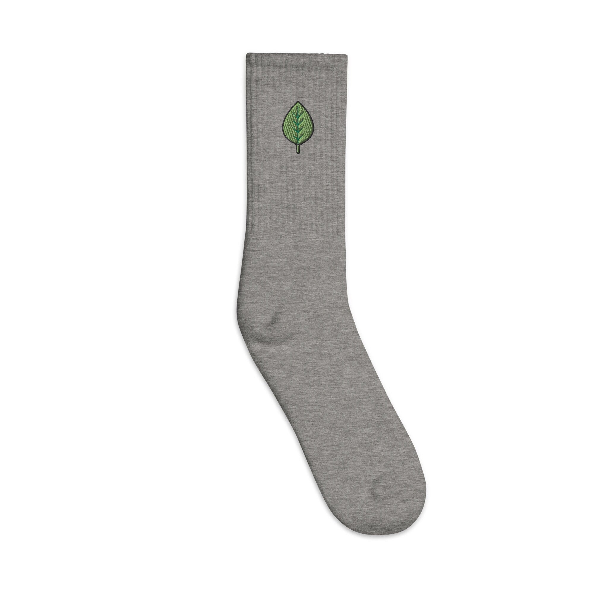 Leaf Embroidered Socks, Premium Embroidered Socks, Long Socks Gift - Multiple Colors