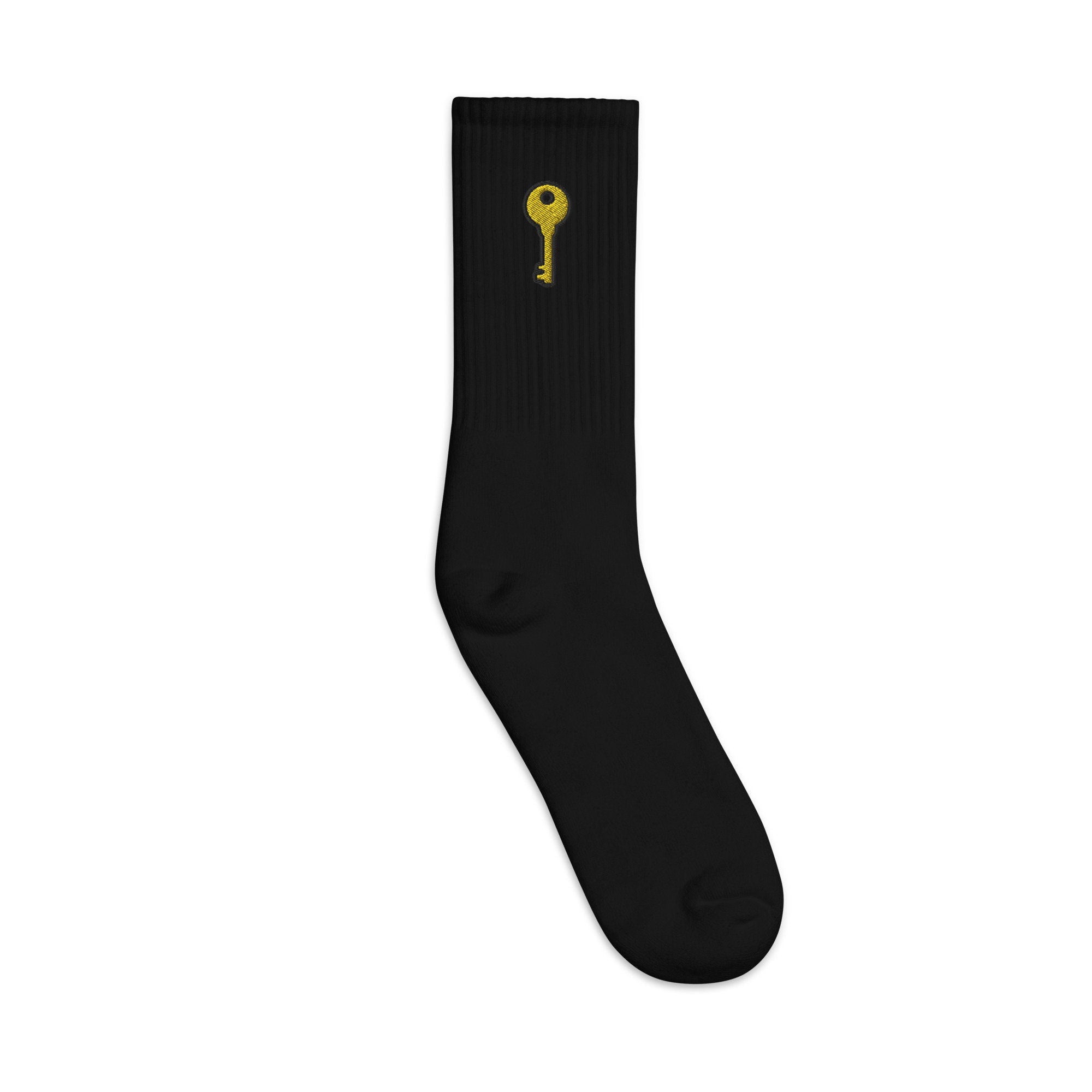 Key Embroidered Socks, Premium Embroidered Socks, Long Socks Gift - Multiple Colors