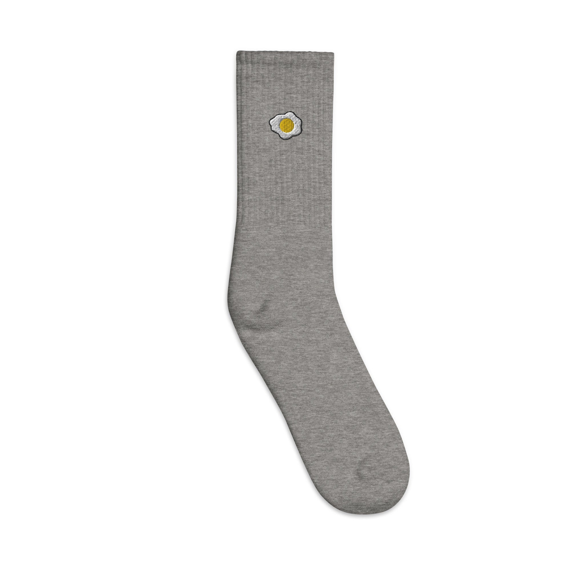 Fried Egg Embroidered Socks, Premium Embroidered Socks, Long Socks Gift - Multiple Colors