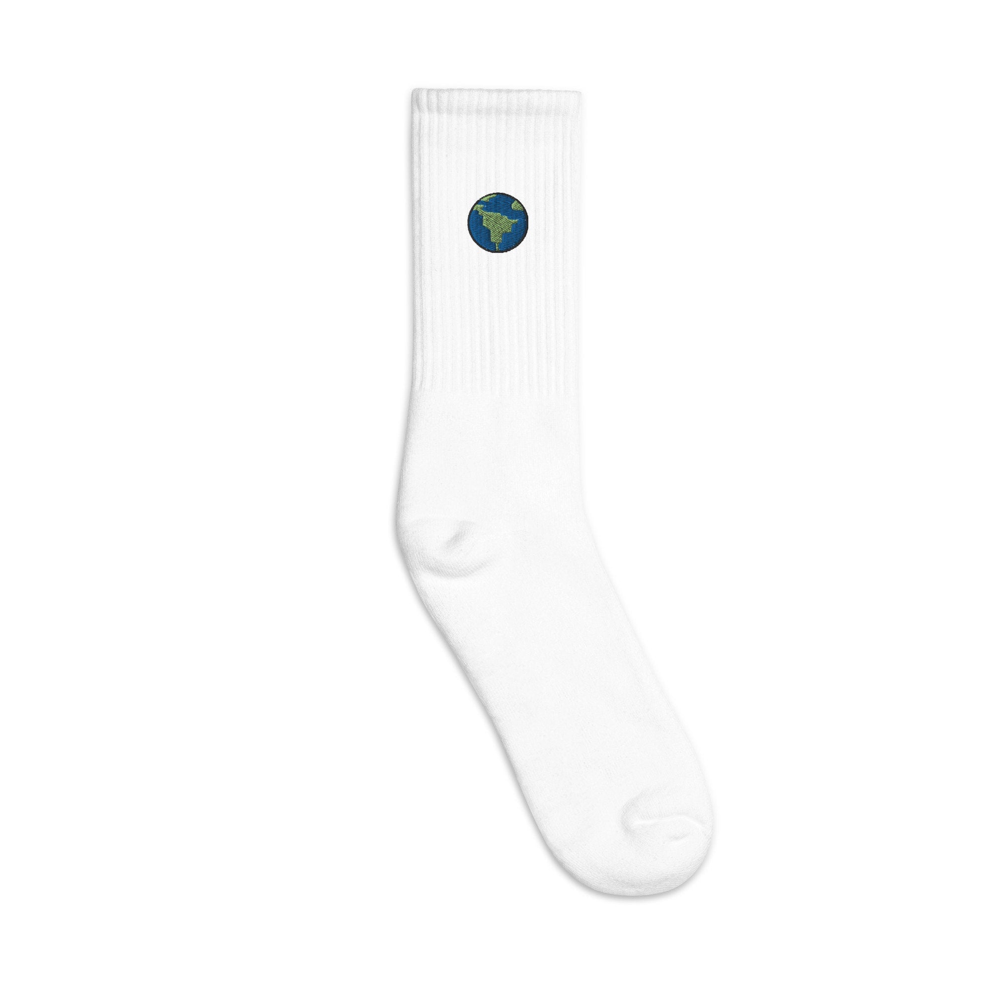 Earth Embroidered Socks, Premium Embroidered Socks, Long Socks Gift - Multiple Colors