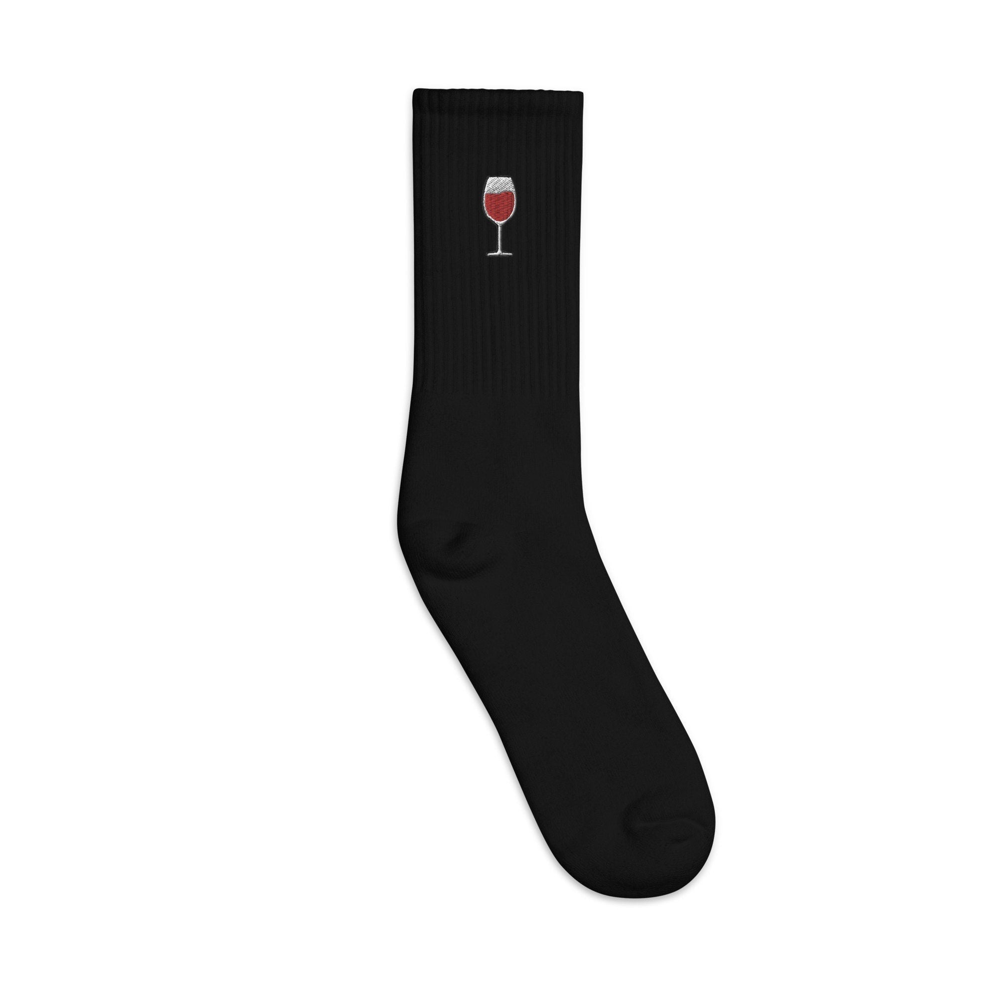 Wine Embroidered Socks, Premium Embroidered Socks, Long Socks Gift - Multiple Colors