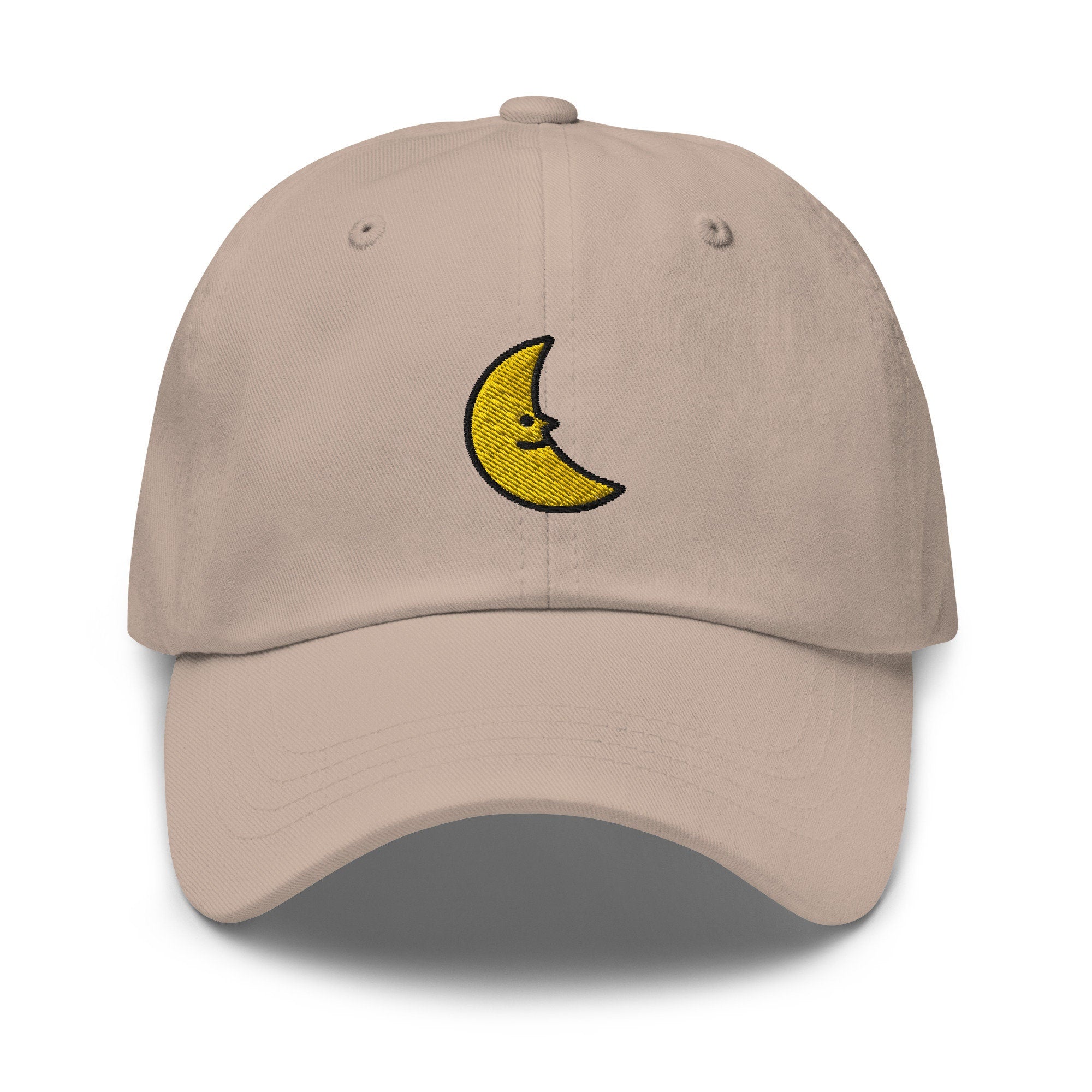 Crescent Moon Face Embroidered Dad Hat