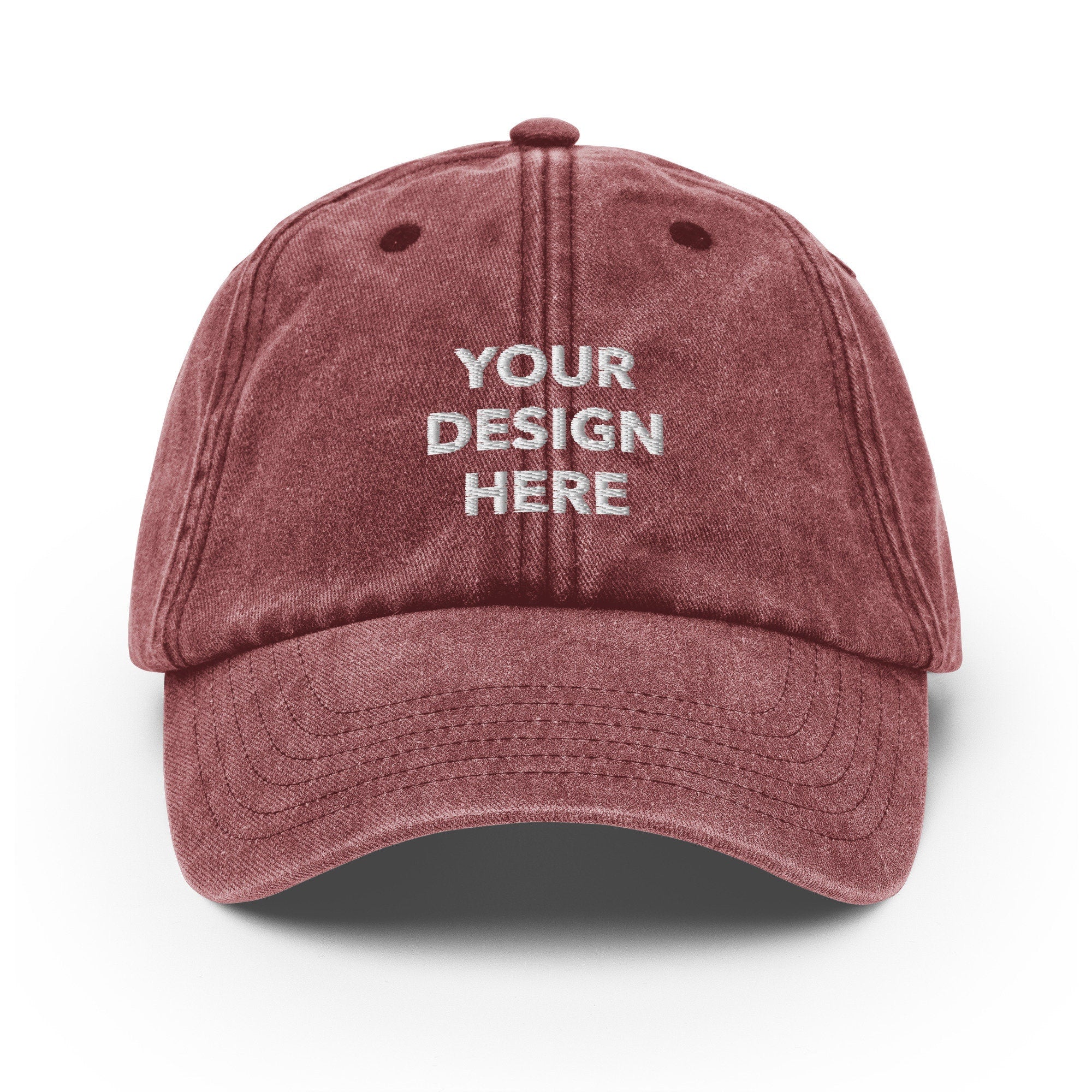 Personalized Embroidered Vintage Hat, Customized Logo Hat, Embroidery With Your Own Text or Design, Handmade Custom Aged Cap