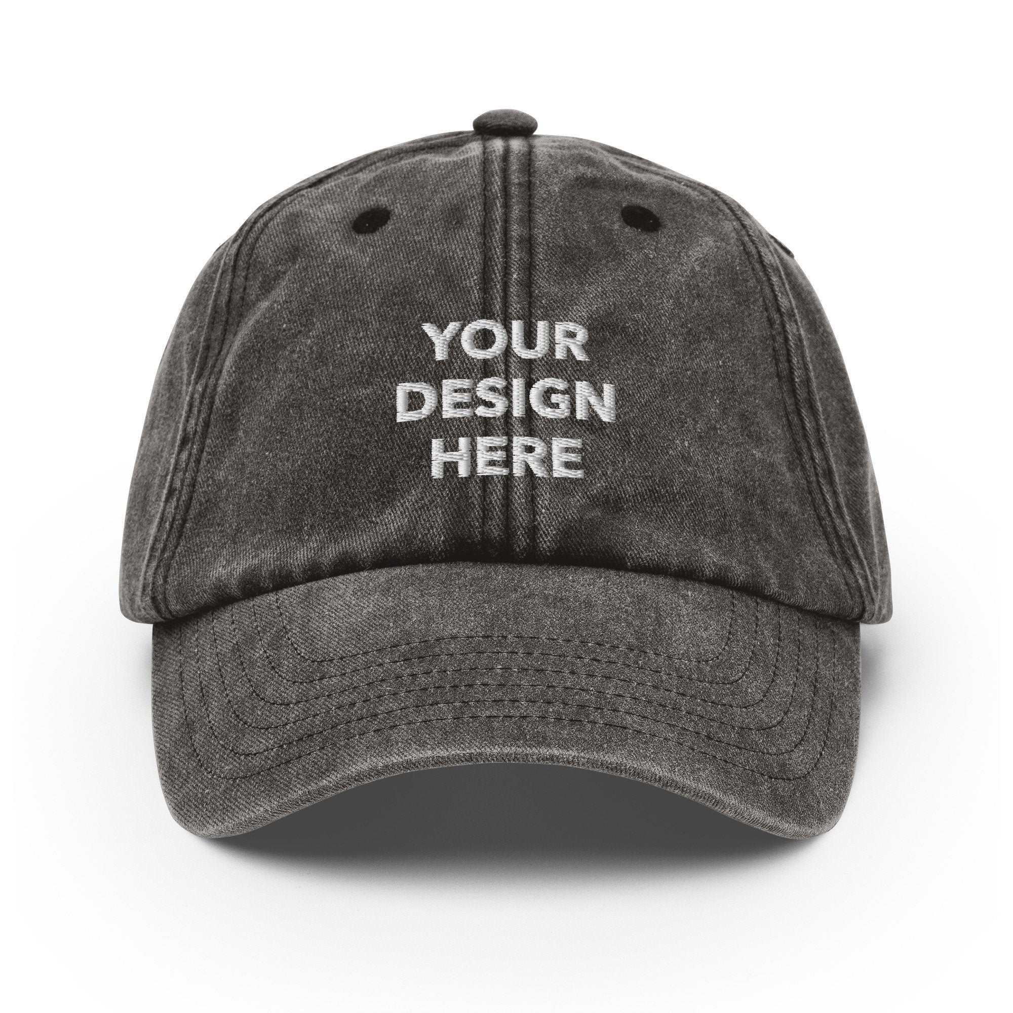 Personalized Embroidered Vintage Hat, Customized Logo Hat, Embroidery With Your Own Text or Design, Handmade Custom Aged Cap
