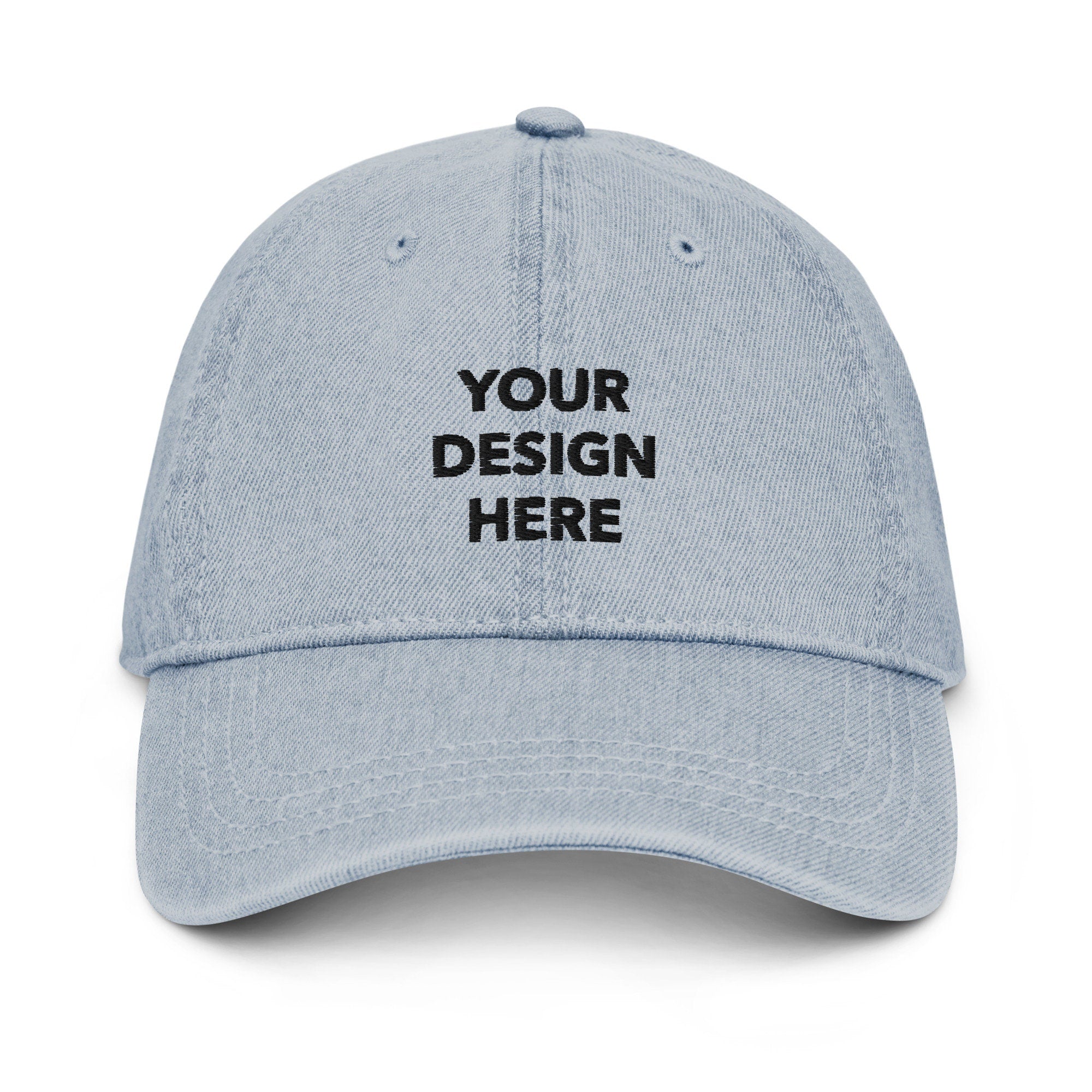 Personalized Embroidered Denim Hat, Customized Logo Hat, Embroidery With Your Own Text or Design, Handmade Custom Denim Hat