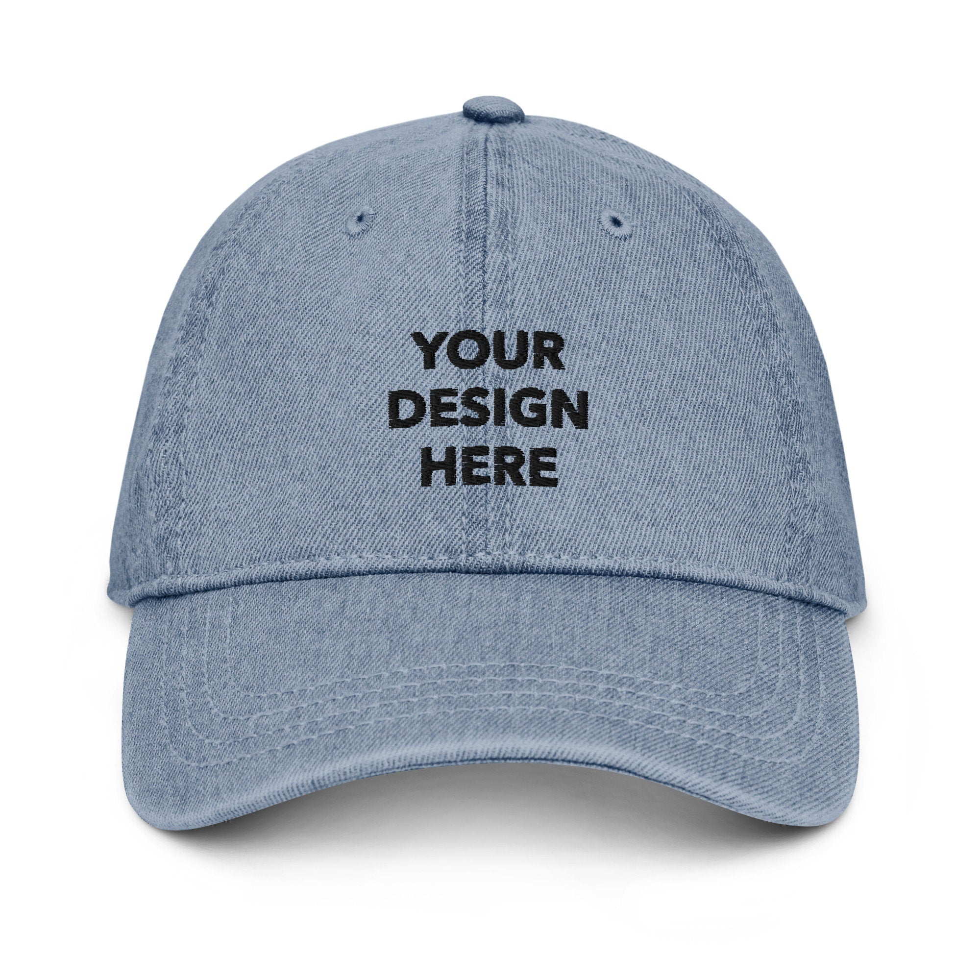 Personalized Embroidered Denim Hat, Customized Logo Hat, Embroidery With Your Own Text or Design, Handmade Custom Denim Hat