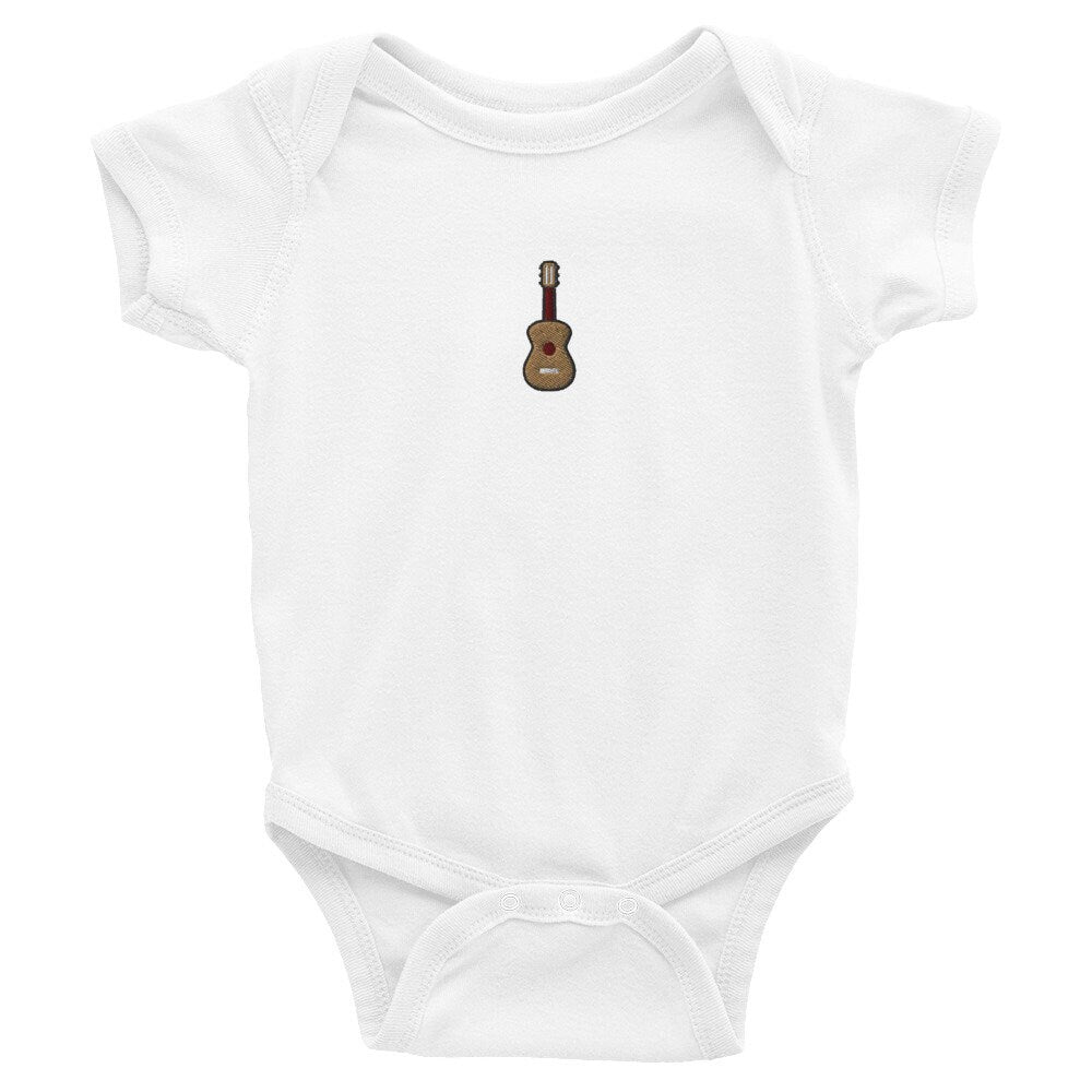 Ukulele Infant Bodysuit, Baby Boy or Girl Onesie, Embroidered Baby Shower Gift - Multiple Colors