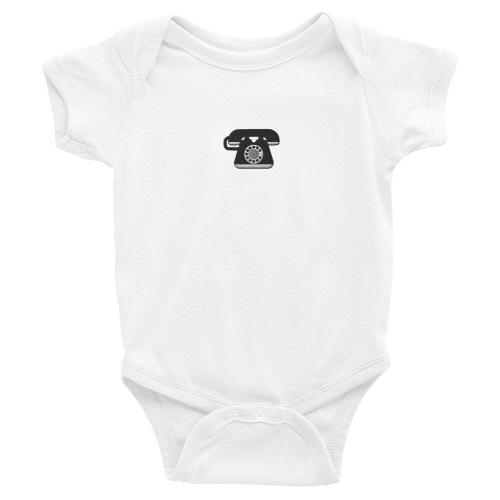 Rotary Phone Infant Bodysuit, Baby Boy or Girl Onesie, Embroidered Baby Shower Gift - Multiple Colors