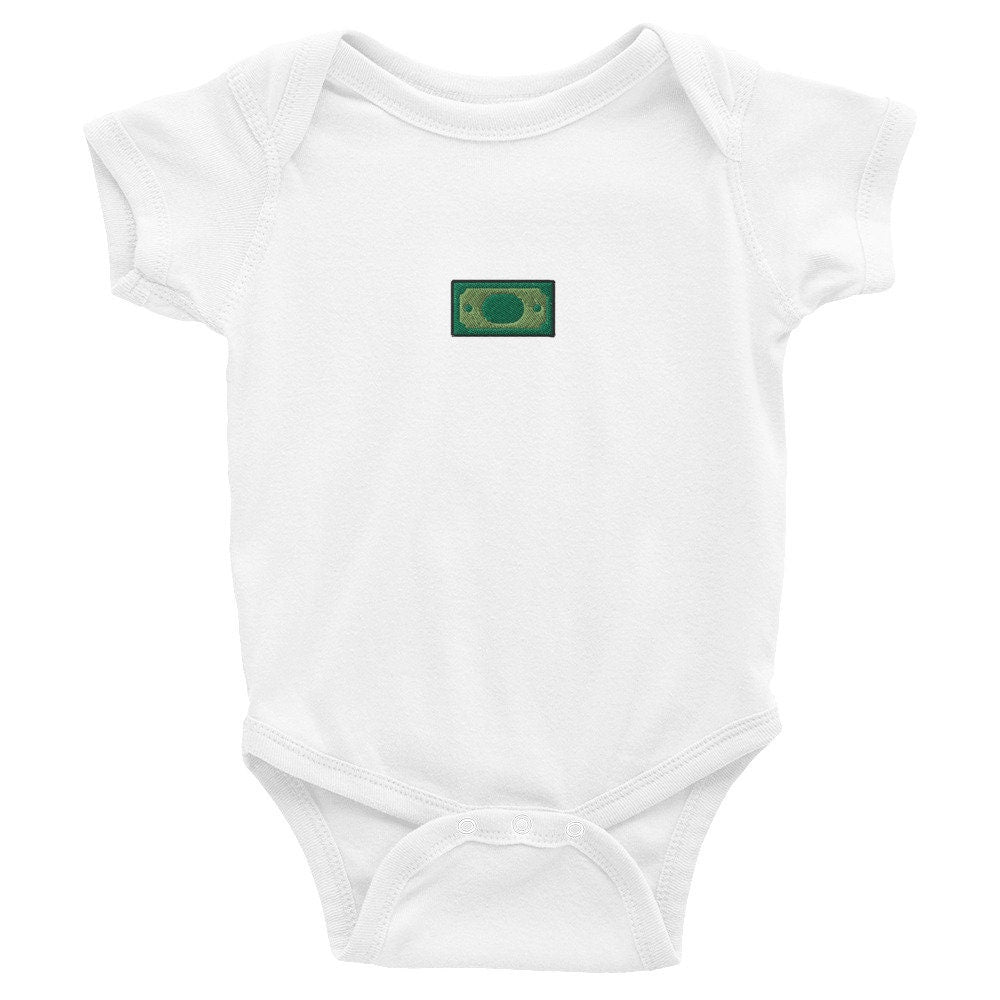 Money Infant Bodysuit, Baby Boy or Girl Onesie, Embroidered Baby Shower Gift - Multiple Colors