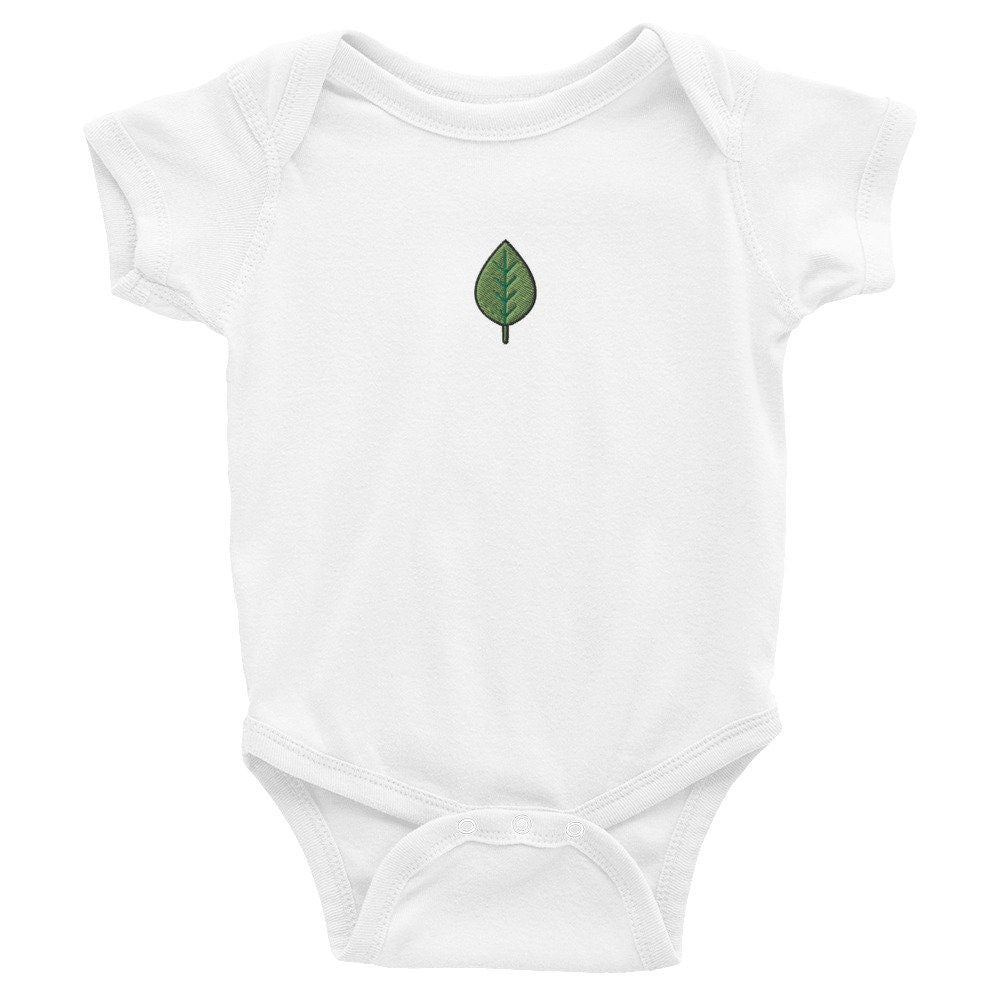 Leaf Infant Bodysuit, Baby Boy or Girl Onesie, Embroidered Baby Shower Gift - Multiple Colors
