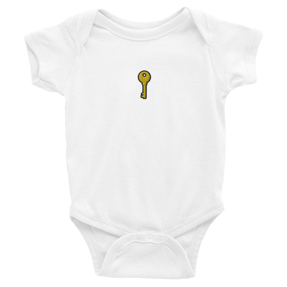 Key Infant Bodysuit, Baby Boy or Girl Onesie, Embroidered Baby Shower Gift - Multiple Colors