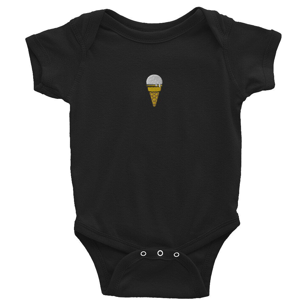 Ice Cream Cone Infant Bodysuit, Baby Boy or Girl Onesie, Embroidered Baby Shower Gift - Multiple Colors
