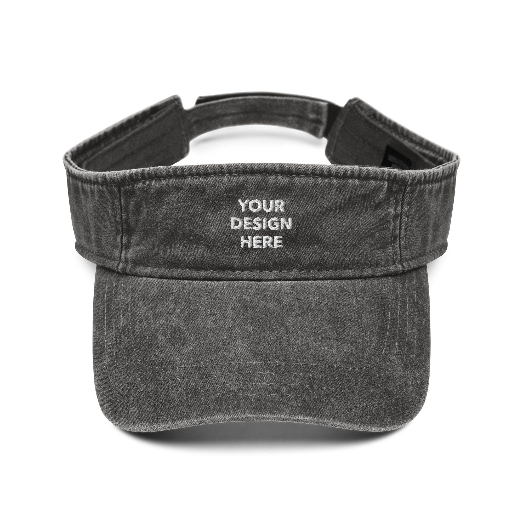Personalized Embroidered Denim Visor, Customized Logo Hat, Embroidery With Your Own Text or Design, Handmade Custom Denim Visor Hat