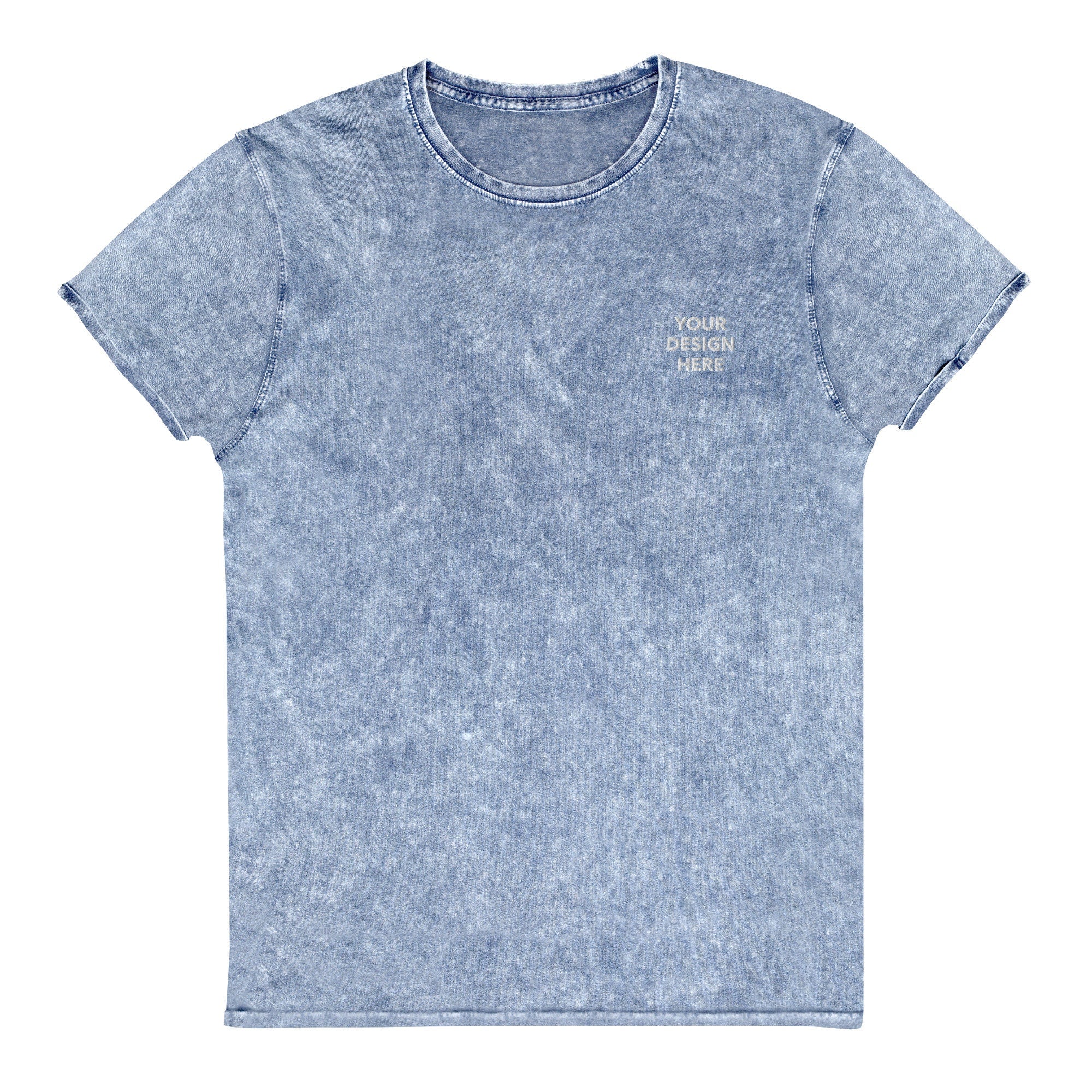 Personalized Embroidered Denim T-Shirt, Customized Logo Denim T-Shirt, Embroidery With Your Own Text or Design, Handmade Denim Tee