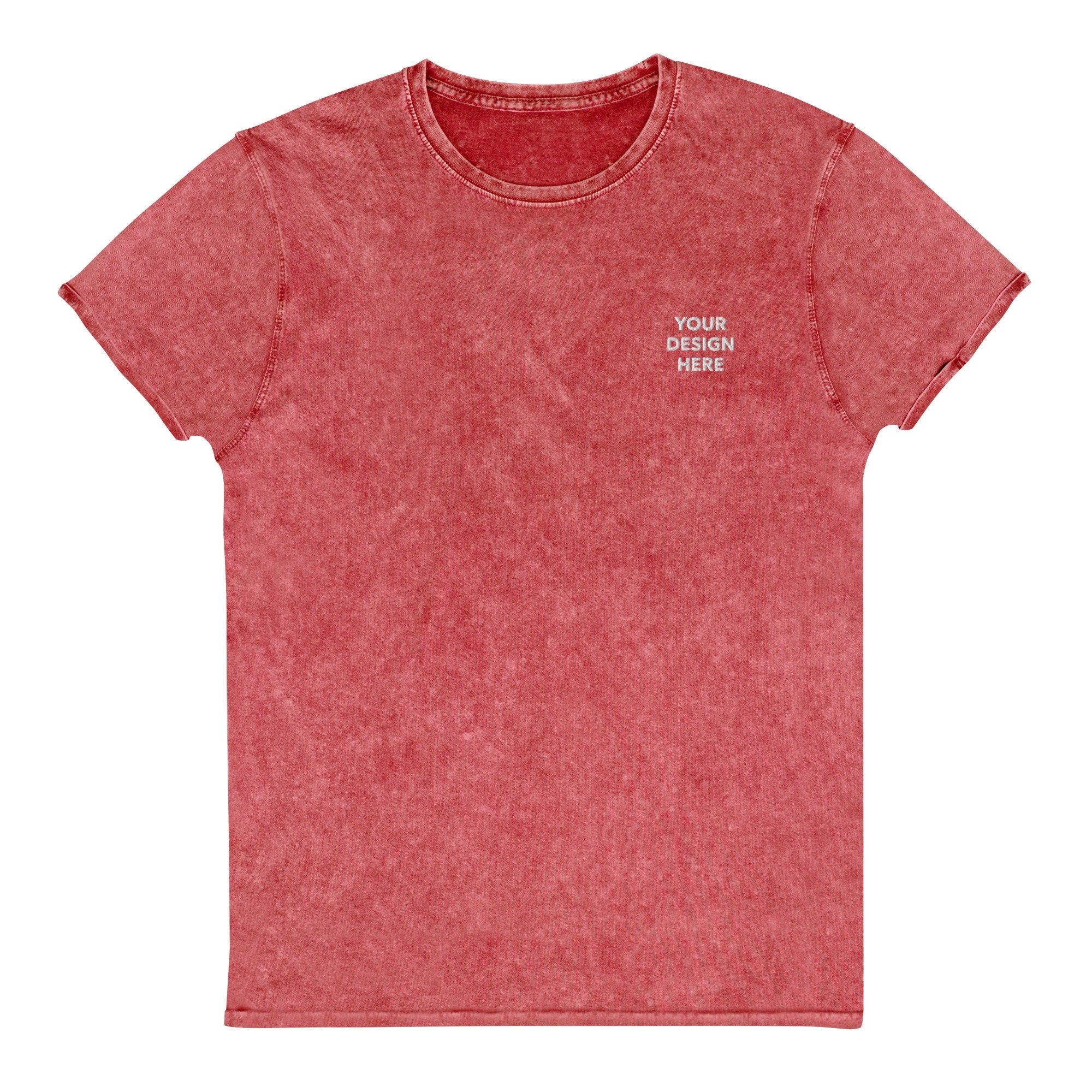 Personalized Embroidered Denim T-Shirt, Customized Logo Denim T-Shirt, Embroidery With Your Own Text or Design, Handmade Denim Tee