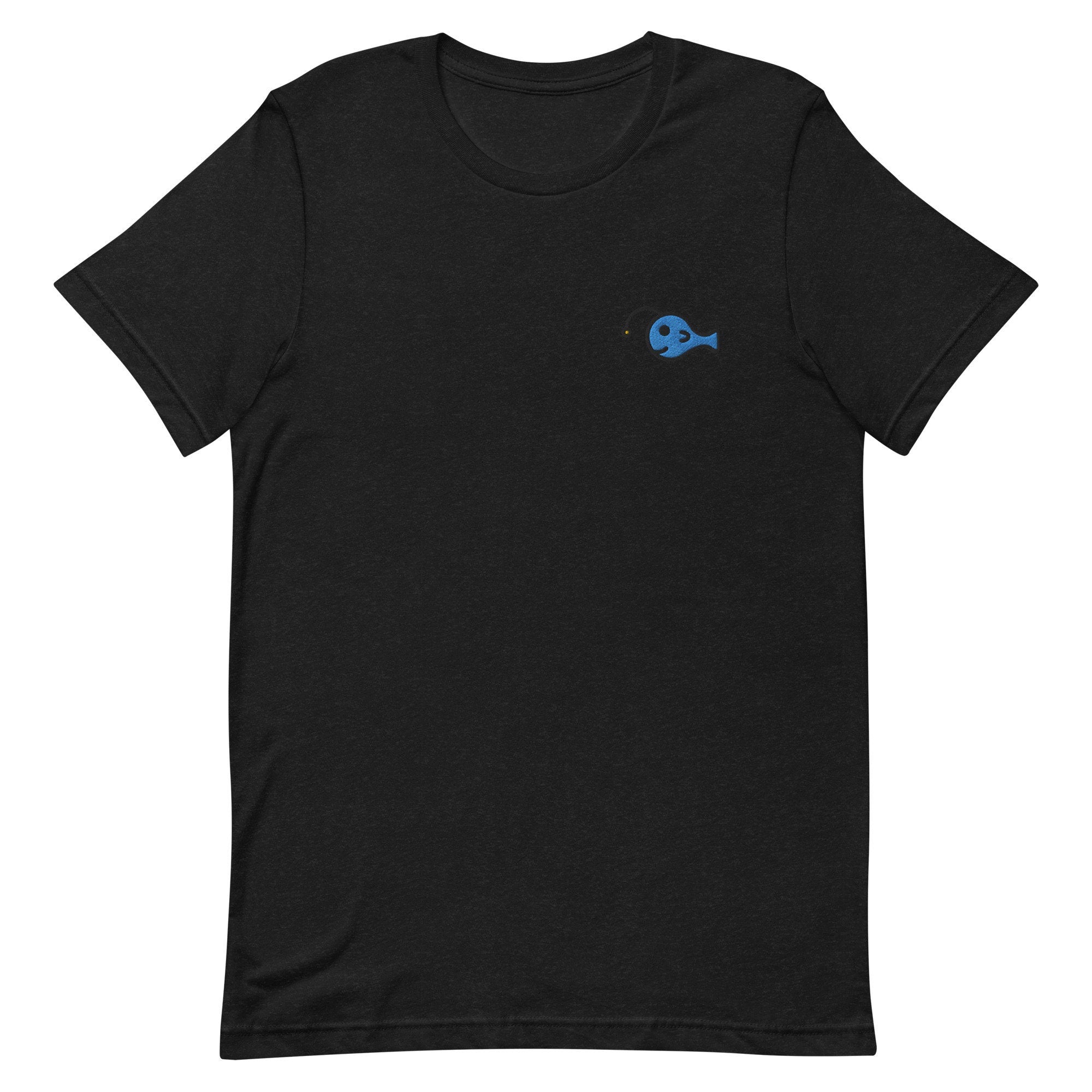 Deep Sea Fish Premium Men's T-Shirt, Angler Fish Embroidered Men's T-Shirt Gift for Boyfriend, Men's Short Sleeve Shirt - Multiple Colors