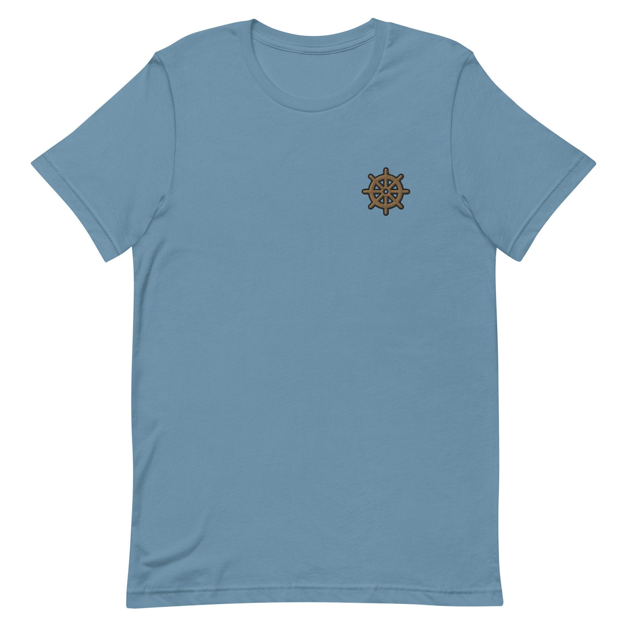 Ship Wheel Premium Men's T-Shirt, Embroidered Men's T-Shirt Gift for Boyfriend, Men's Short Sleeve Shirt - Multiple Colors
