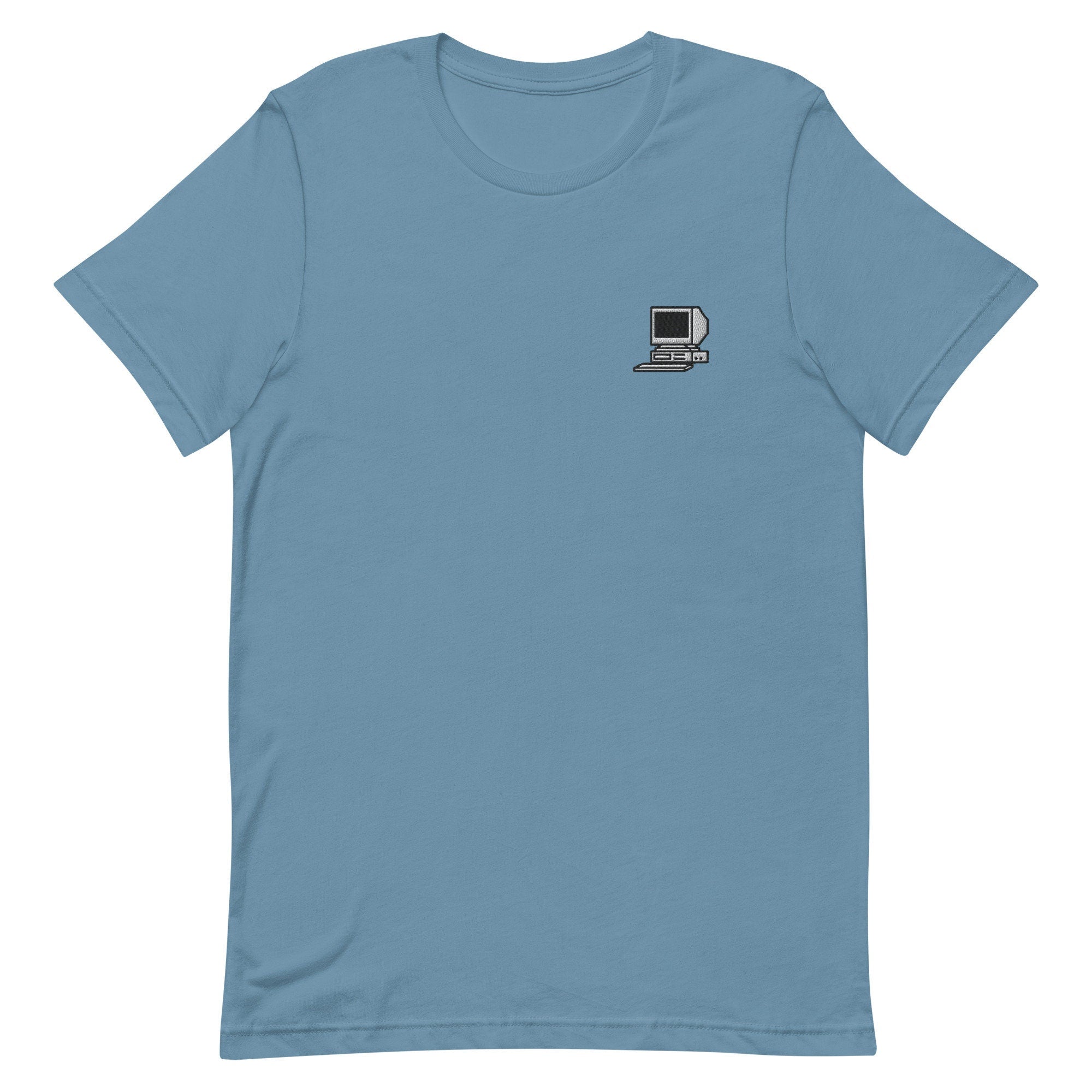 Vintage Computer Monitor Premium Men's T-Shirt, Handmade Embroidered Shirt - Multiple Colors