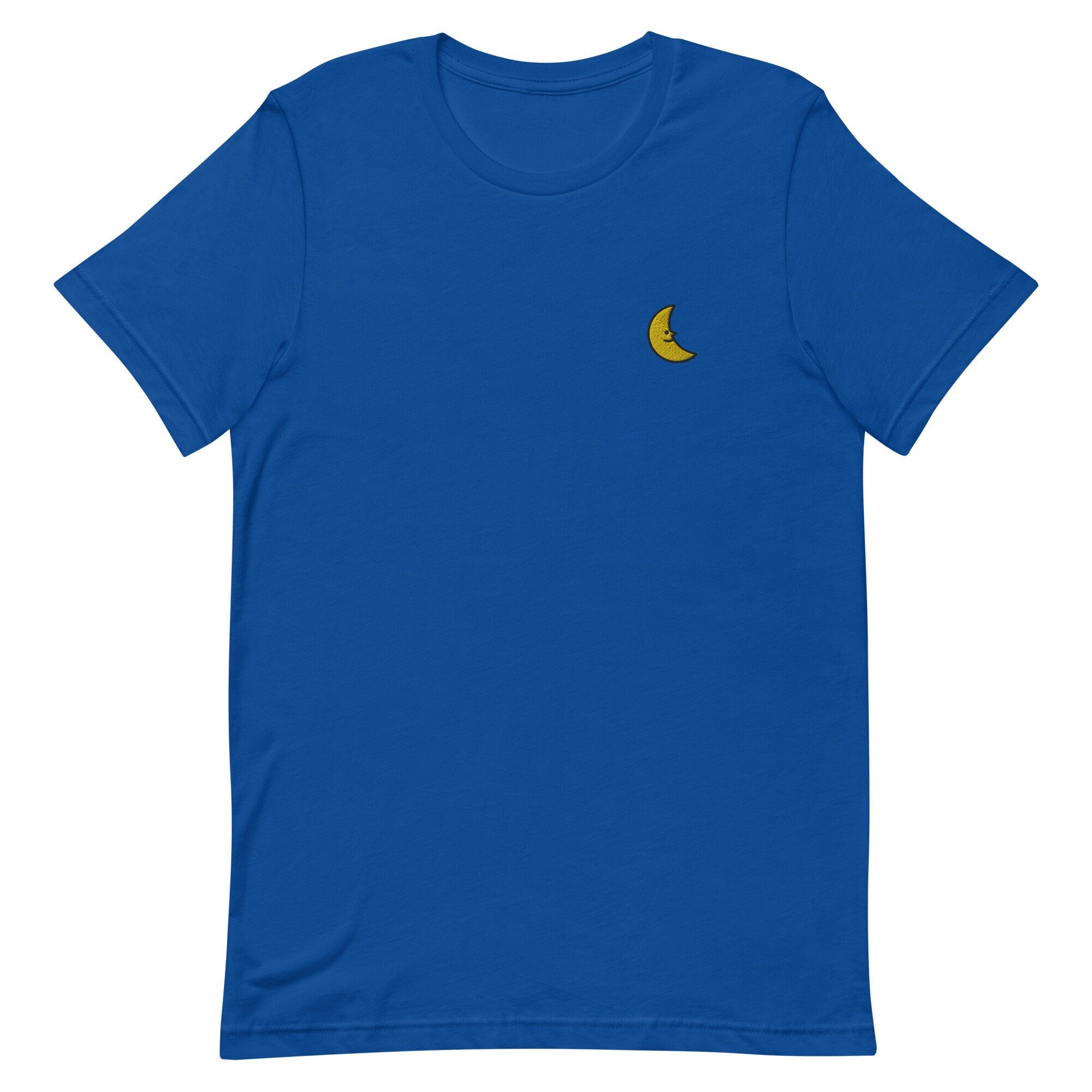 Crescent Moon Sleeping Premium Men's T-Shirt, Embroidered Men's T-Shirt Gift for Boyfriend, Men's Short Sleeve Shirt - Multiple Colors