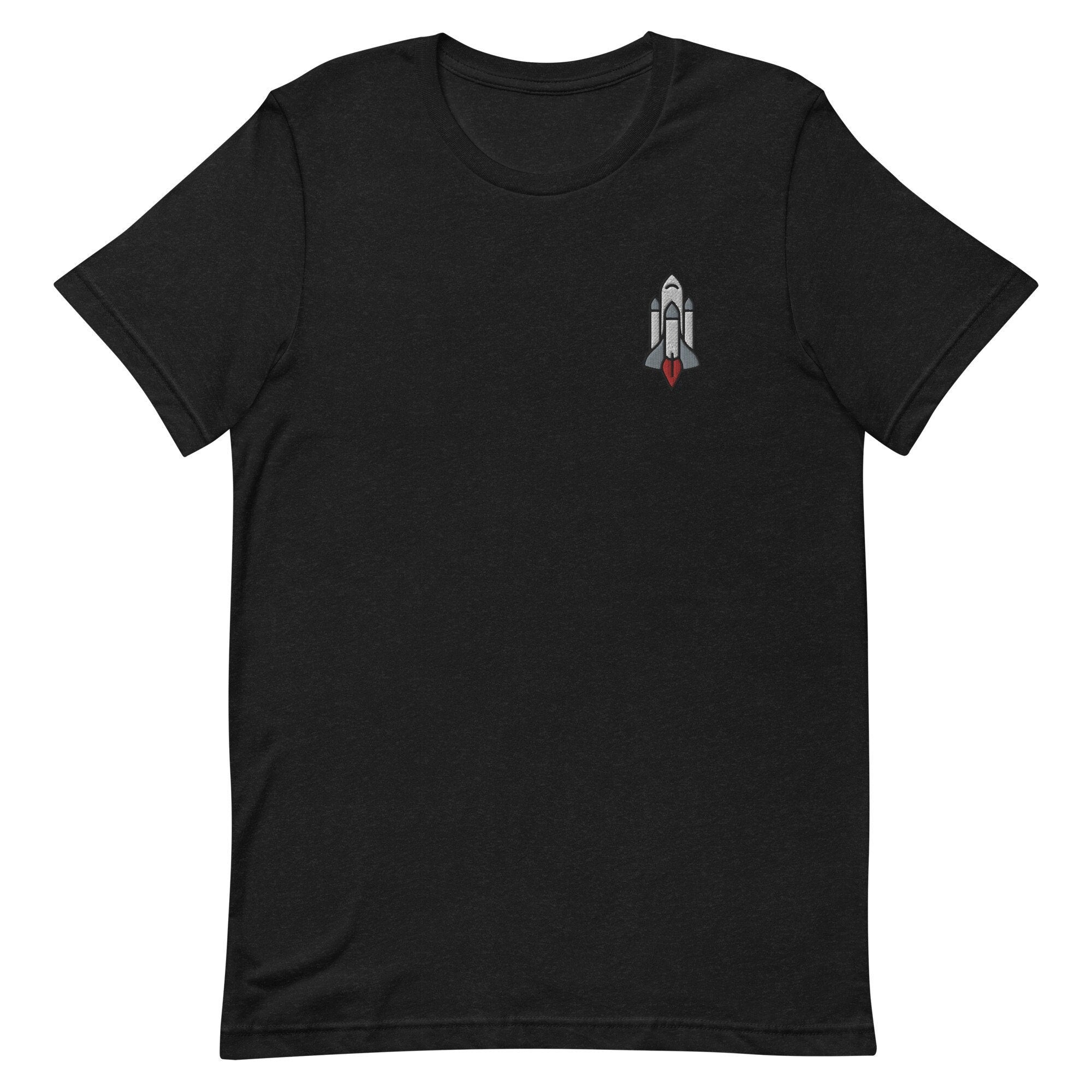 Space Shuttle Ship Premium Men's T-Shirt, Embroidered Men's T-Shirt Gift for Boyfriend, Men's Short Sleeve Shirt - Multiple Colors