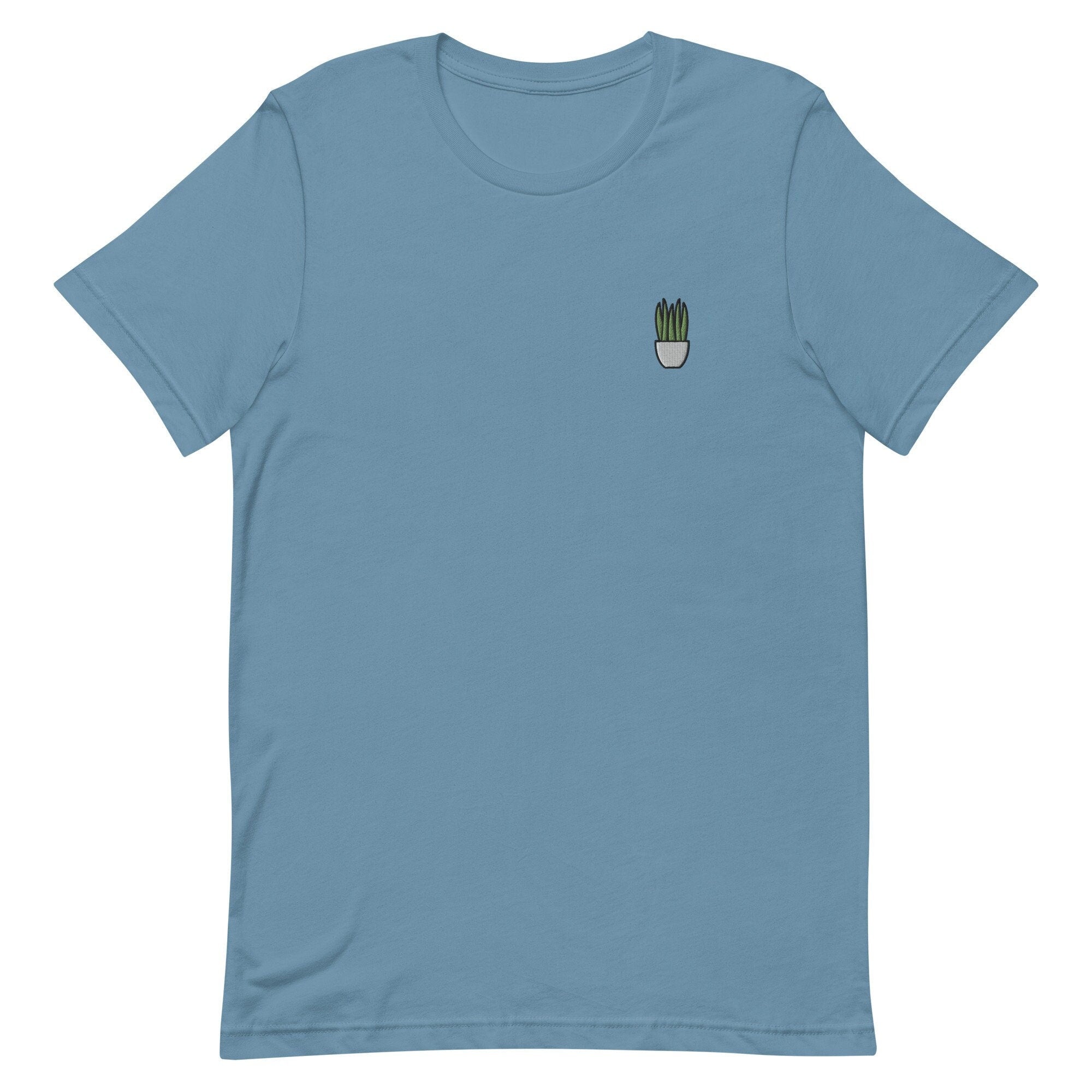 Snake Plant Premium Men's T-Shirt, Embroidered Men's T-Shirt Gift for Boyfriend, Men's Short Sleeve Shirt - Multiple Colors