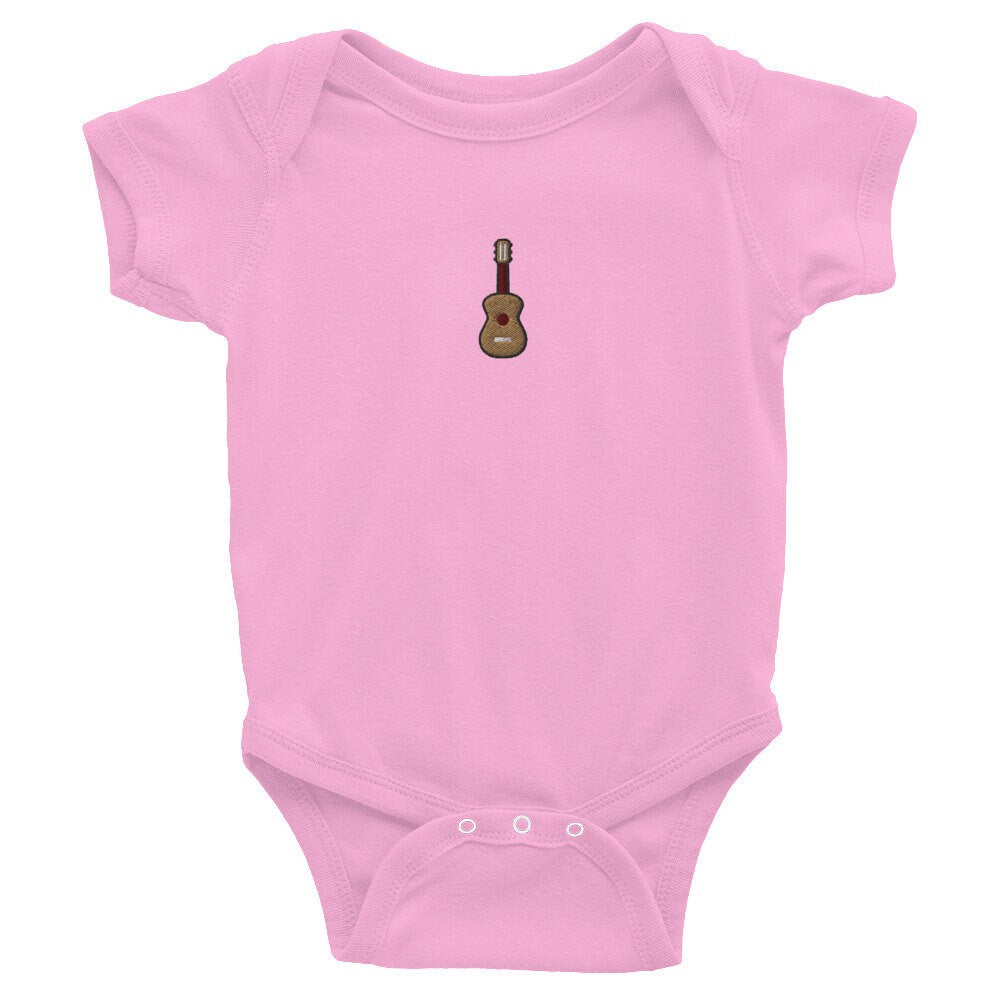 Ukulele Infant Bodysuit, Baby Boy or Girl Onesie, Embroidered Baby Shower Gift - Multiple Colors