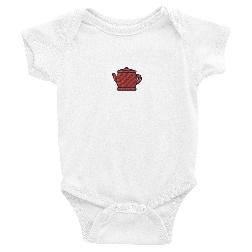 Teapot Infant Bodysuit, Baby Boy or Girl Onesie, Embroidered Baby Shower Gift - Multiple Colors
