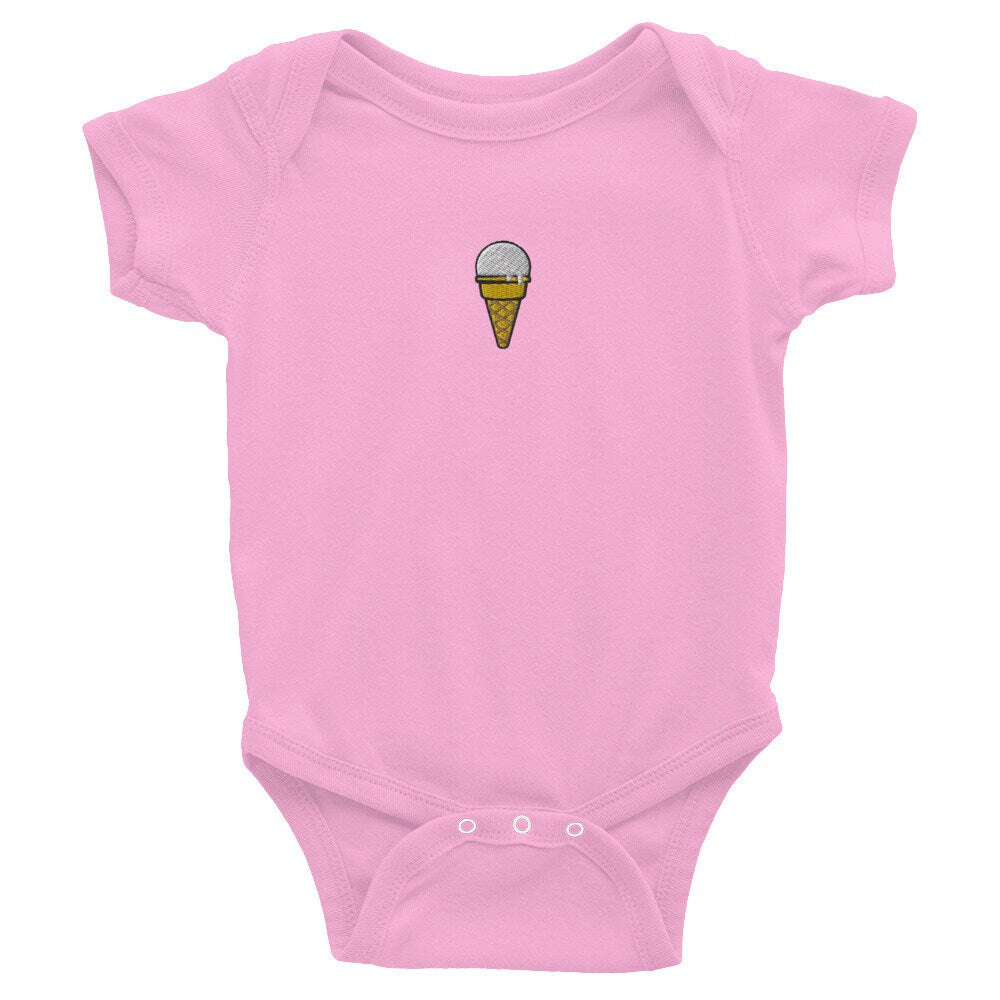 Ice Cream Cone Infant Bodysuit, Baby Boy or Girl Onesie, Embroidered Baby Shower Gift - Multiple Colors