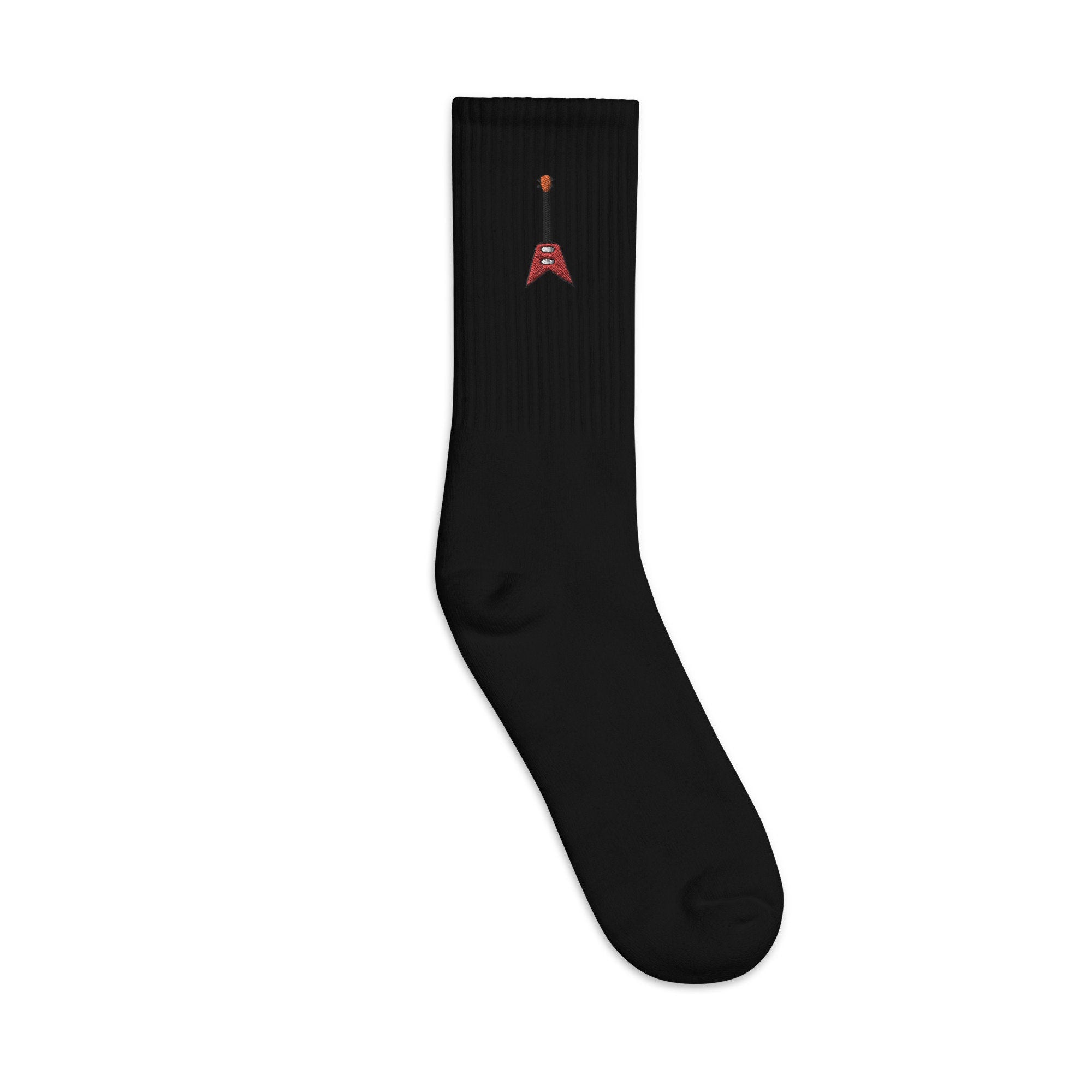 V-Guitar Embroidered Socks, Premium Embroidered Socks, Long Socks Gift - Multiple Colors