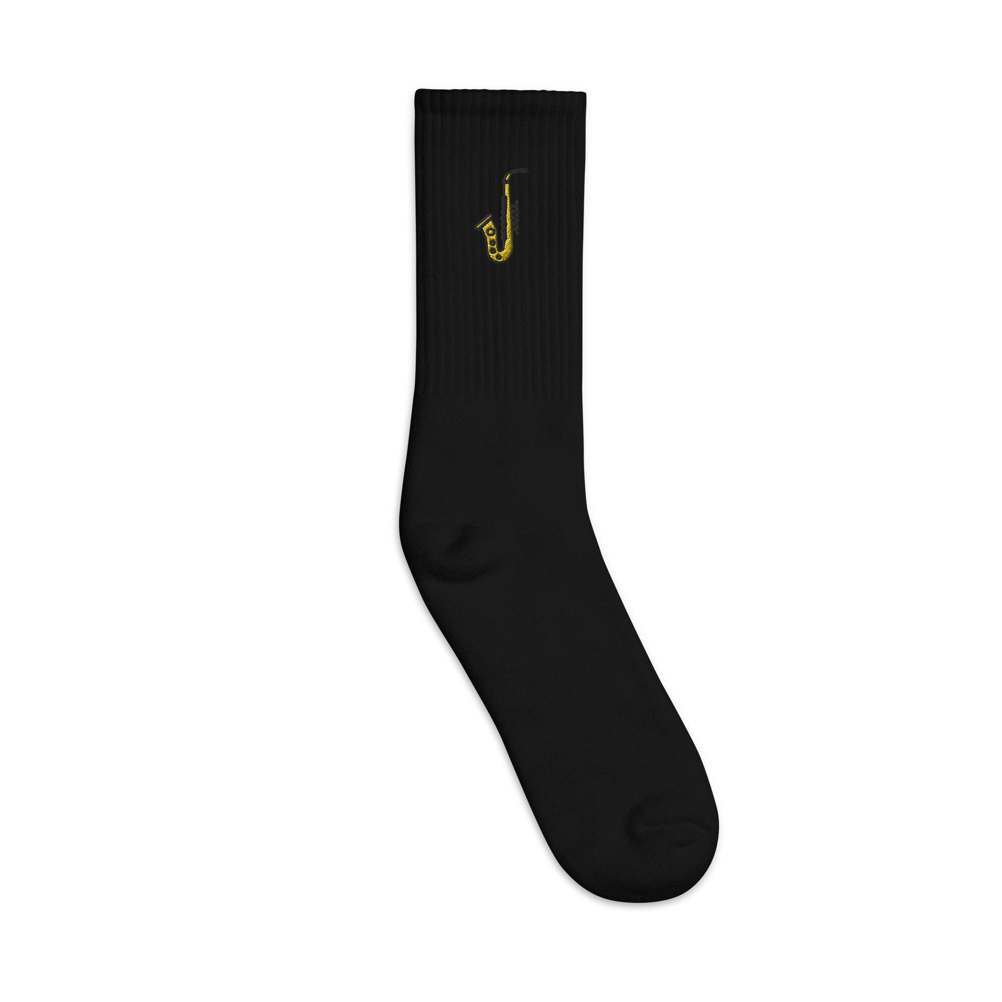 Saxophone Embroidered Socks, Sax Player Premium Embroidered Socks, Long Socks Gift - Multiple Colors