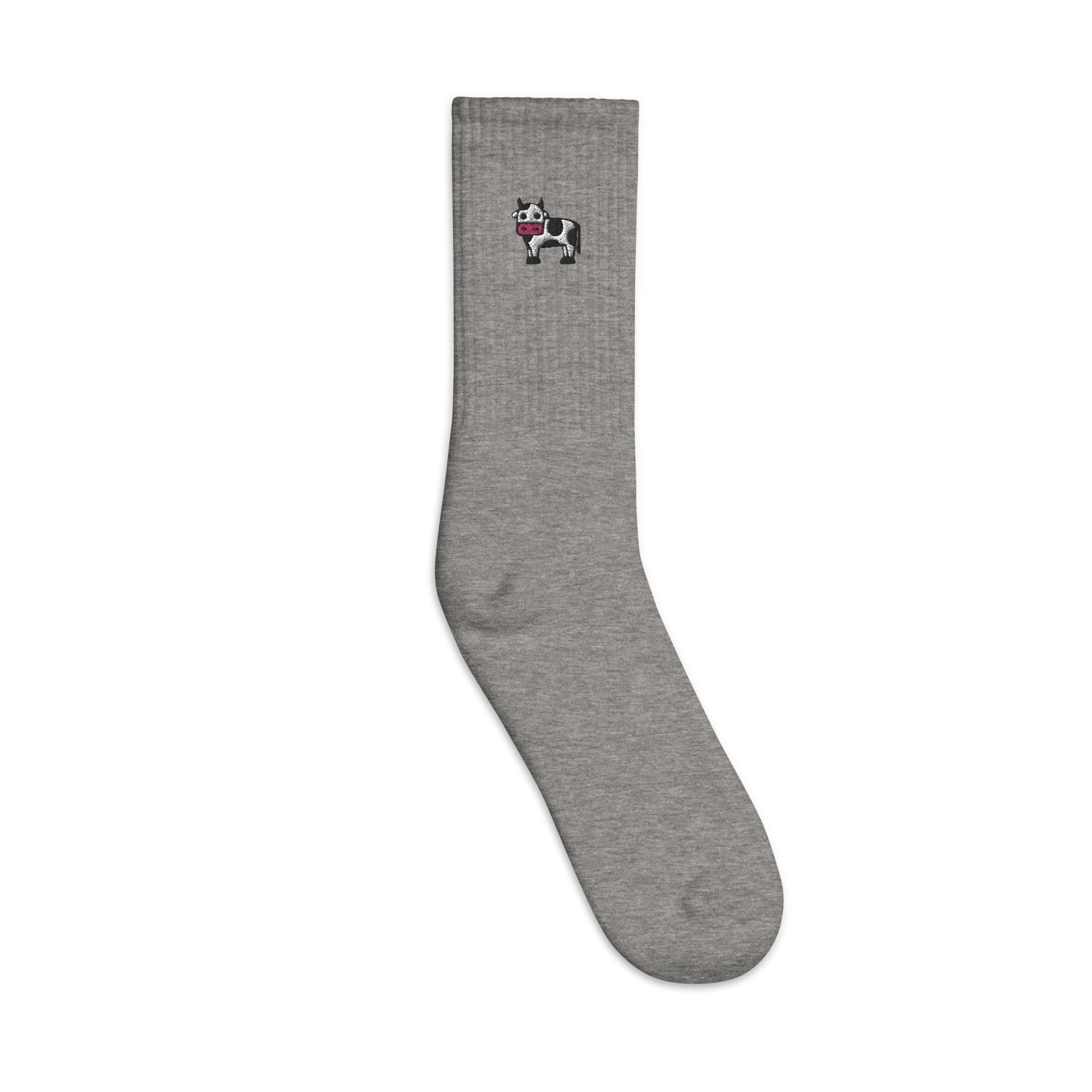 Cow Embroidered Socks, Premium Embroidered Socks, Long Socks Gift - Multiple Colors