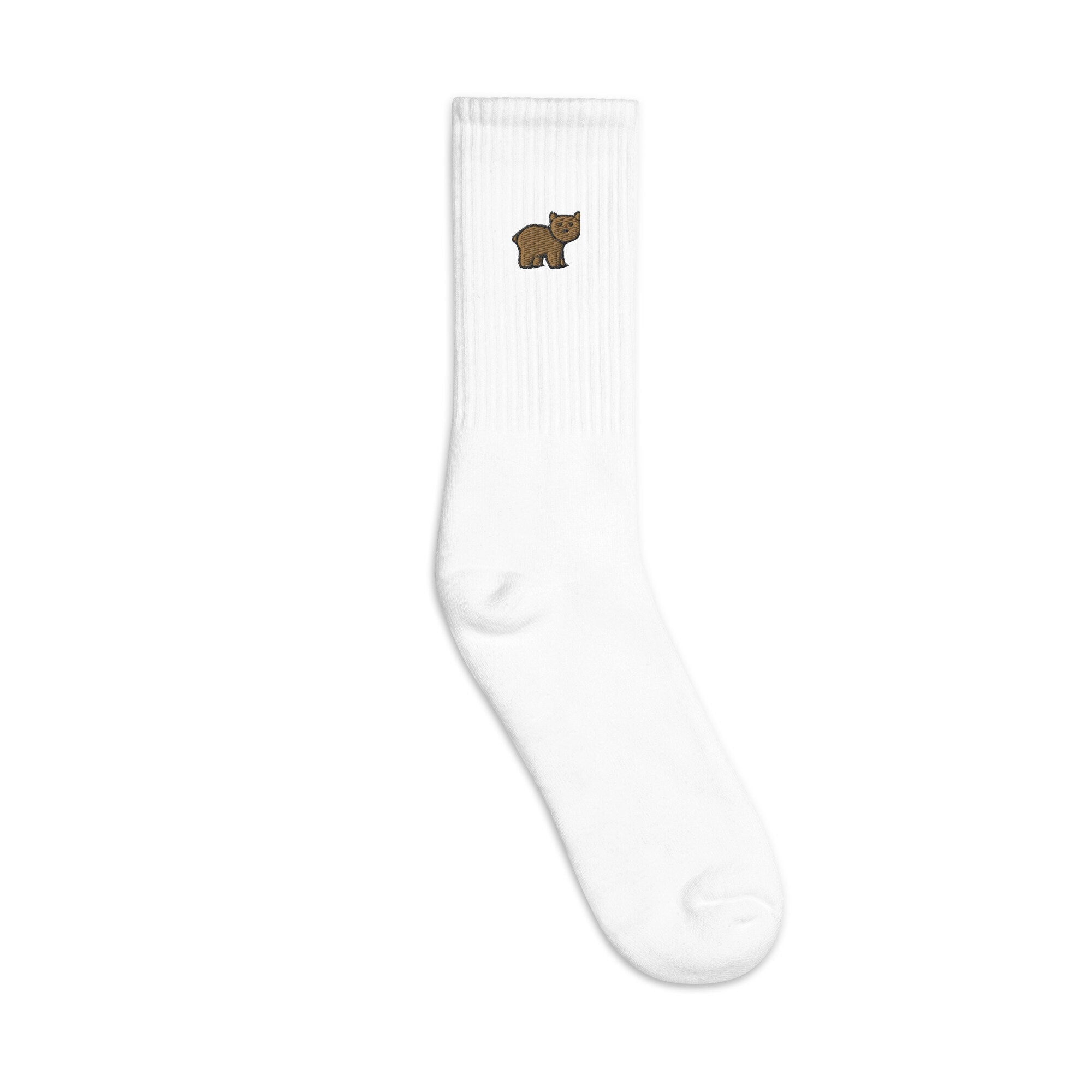 Bear Cub Embroidered Socks, Premium Embroidered Socks, Long Socks Gift - Multiple Colors