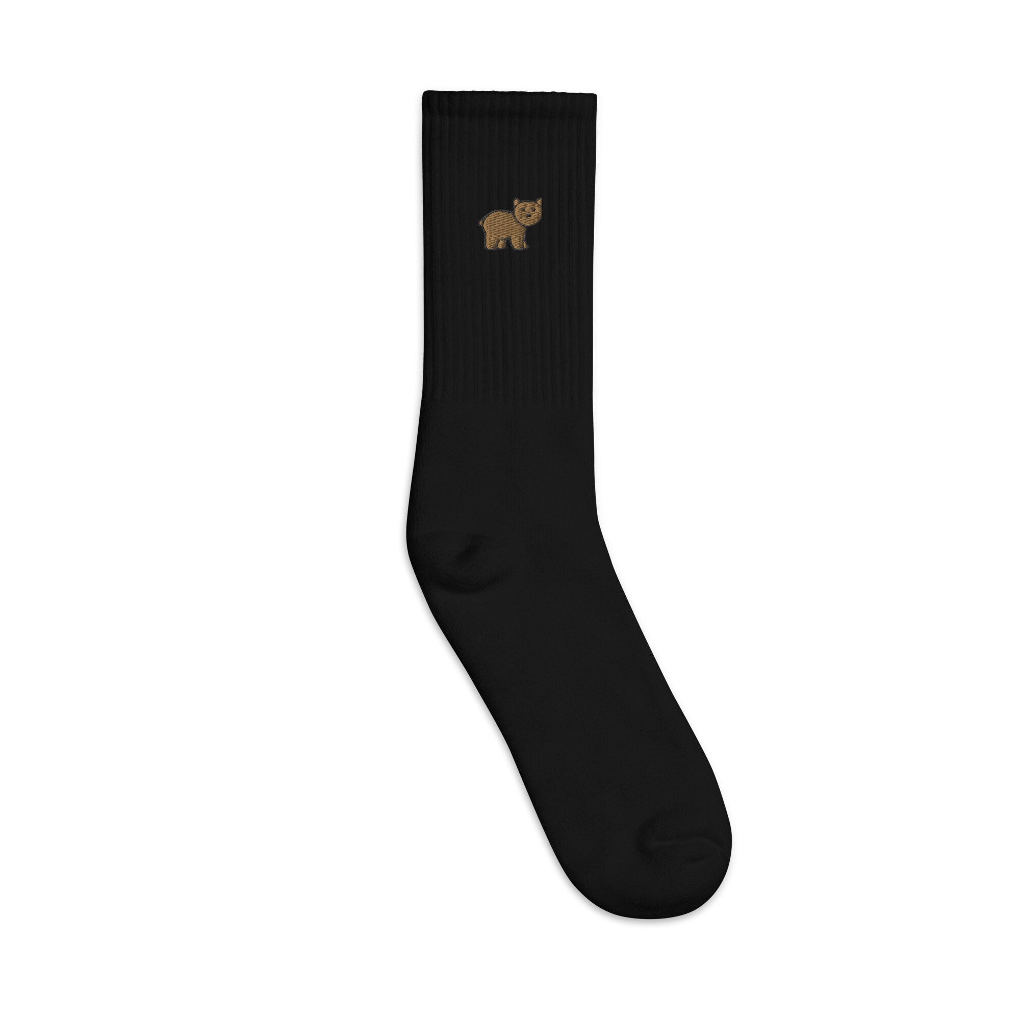 Bear Cub Embroidered Socks, Premium Embroidered Socks, Long Socks Gift - Multiple Colors