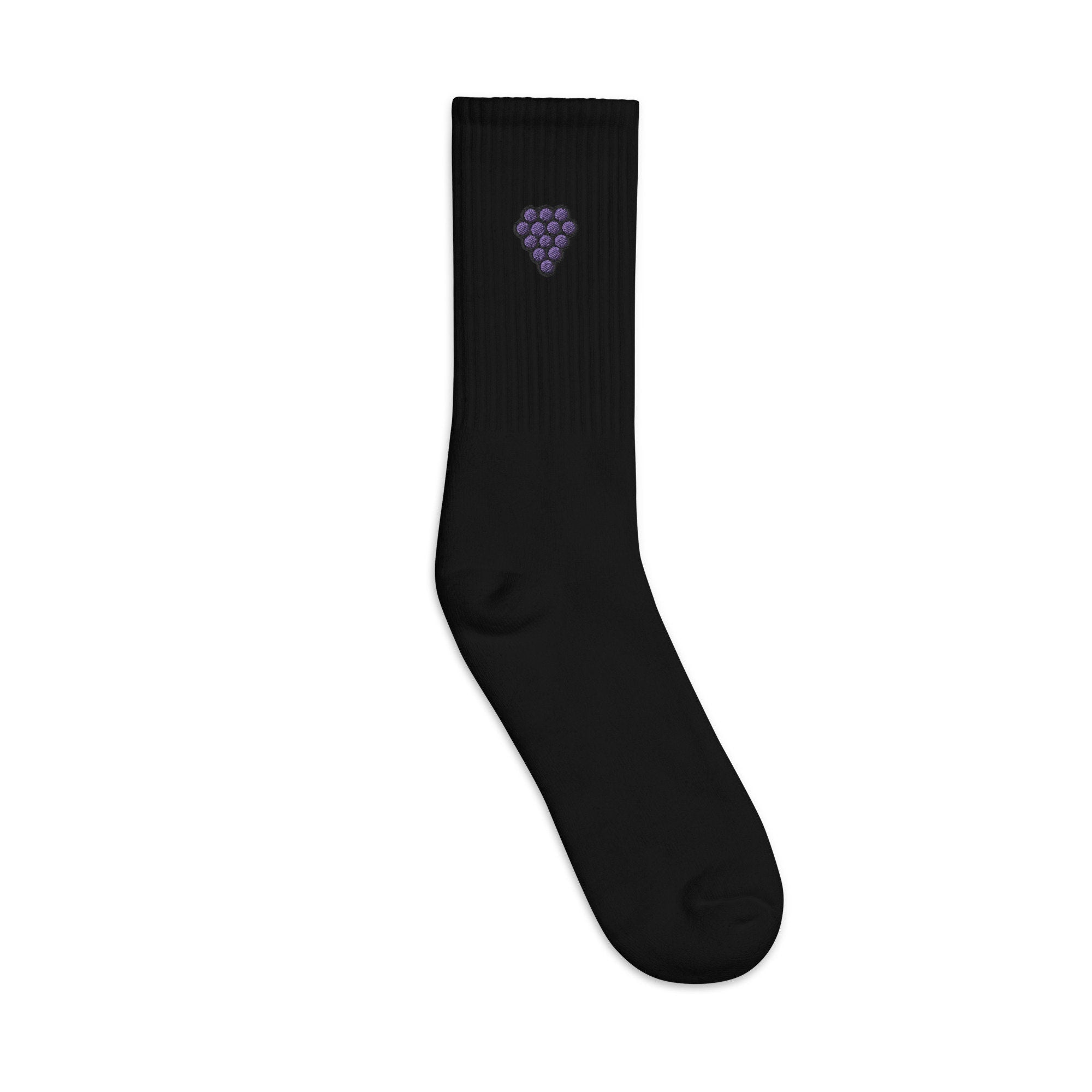 Grapes Embroidered Socks, Grape Premium Embroidered Socks, Long Socks Gift - Multiple Colors