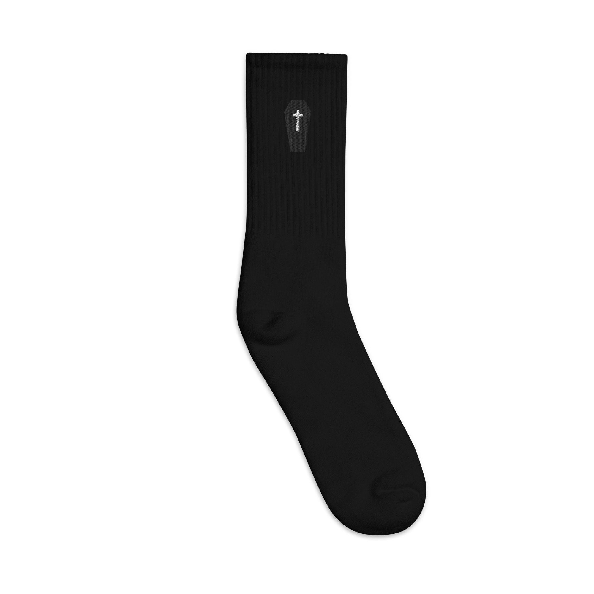 Coffin Embroidered Socks, Premium Embroidered Socks, Long Socks Gift - Multiple Colors