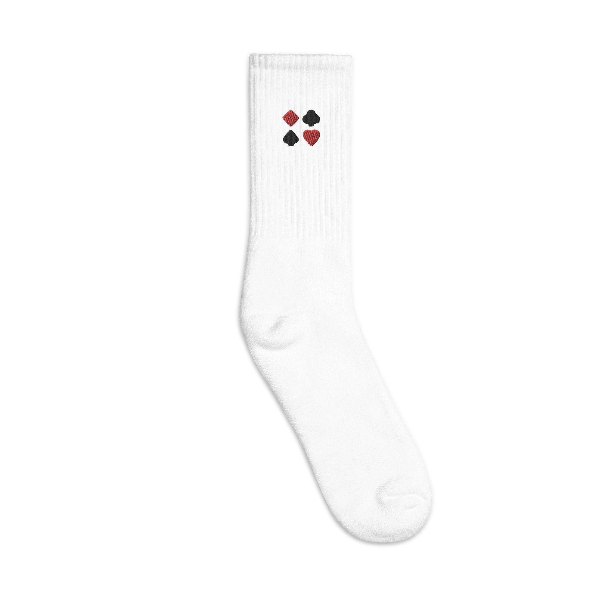 Card Suits Embroidered Socks, Premium Embroidered Socks, Long Socks Gift - Multiple Colors