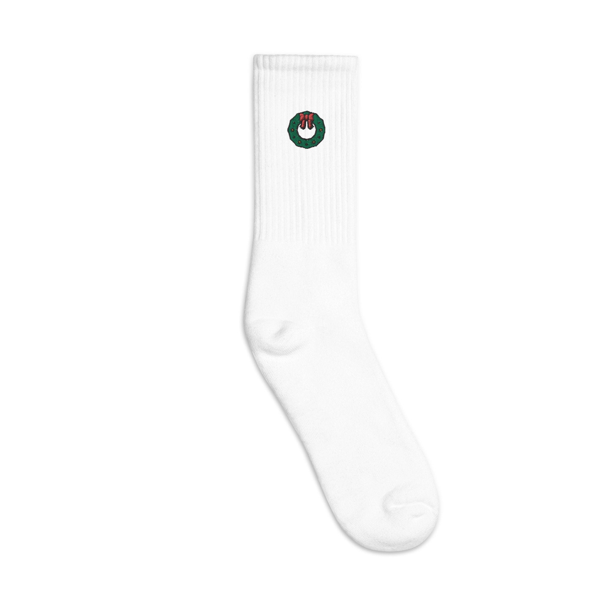 Wreath Embroidered Socks, Premium Embroidered Socks, Long Socks Gift - Multiple Colors
