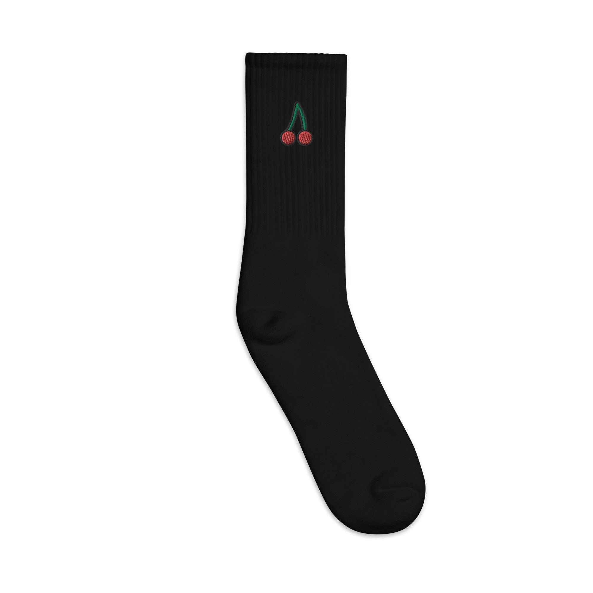 Cherry Embroidered Socks, Premium Embroidered Socks, Long Socks Gift - Multiple Colors