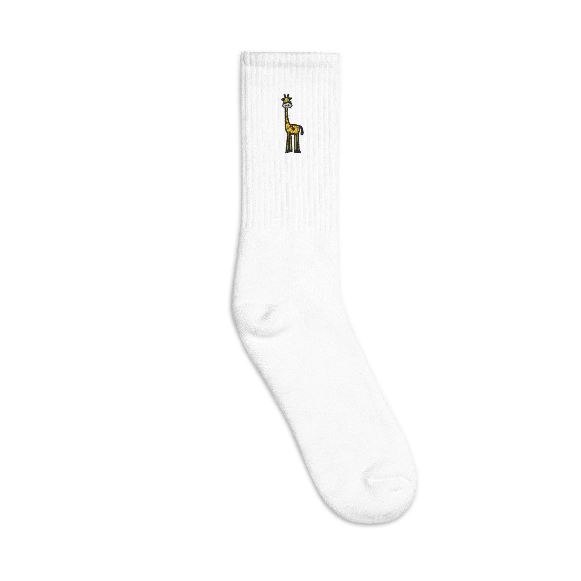 Giraffe Embroidered Socks, Cute Premium Embroidered Socks, Long Socks Gift - Multiple Colors